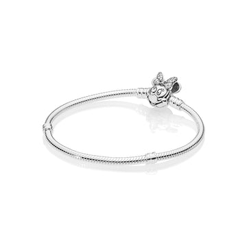 Disney Minnie Silver Bracelet With Clear Cubic Zirconia