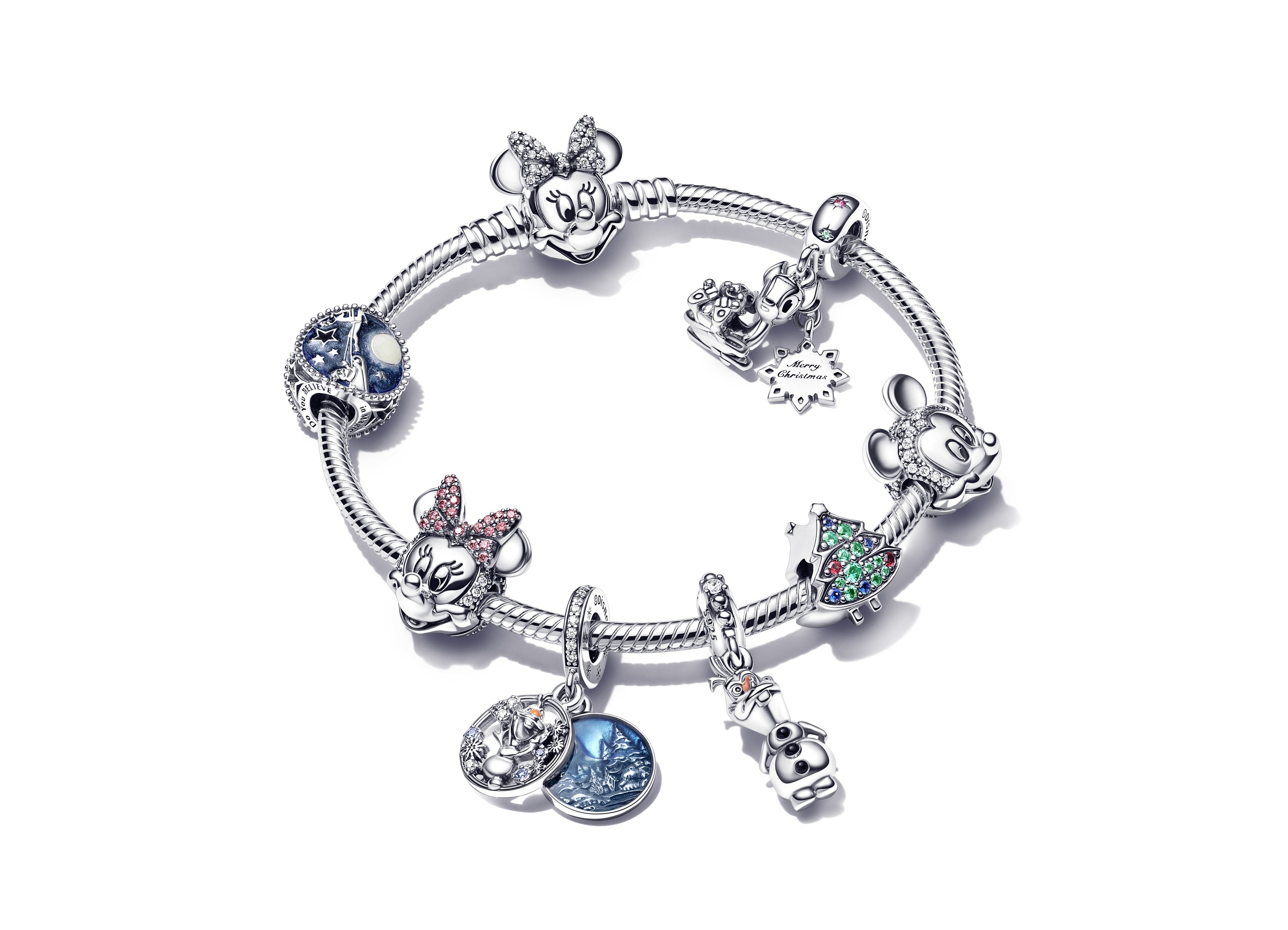 Disney Minnie Silver Bracelet With Clear Cubic Zirconia