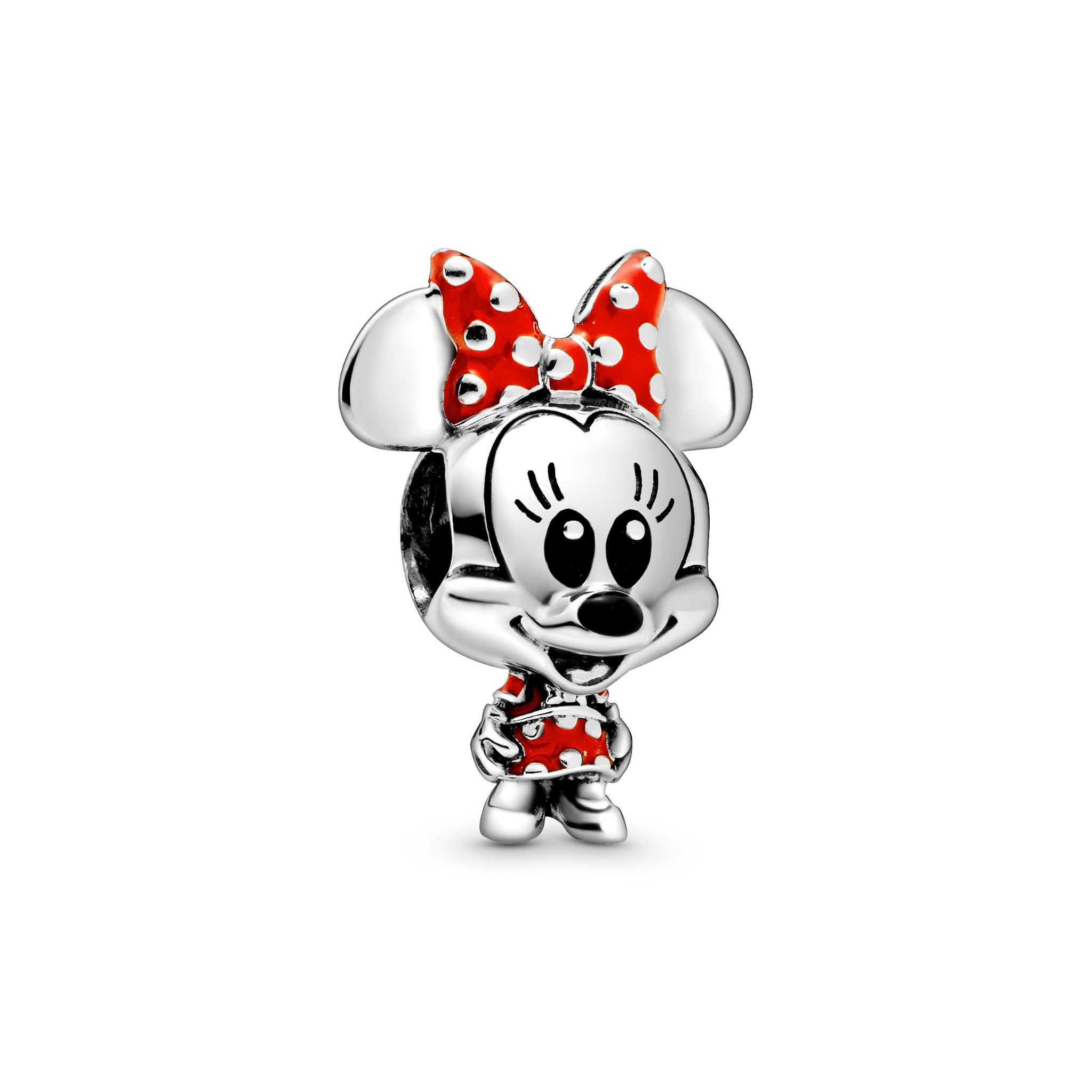 Disney Minnie Sterling Silver Charm With Red And Black Enamel