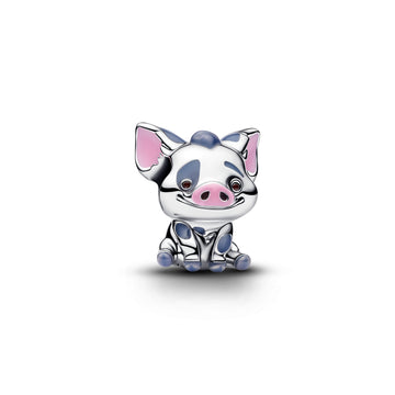 Disney Moana Pua The Pig Sterling Silver Charm With Pink, Grey And Brown Enamel