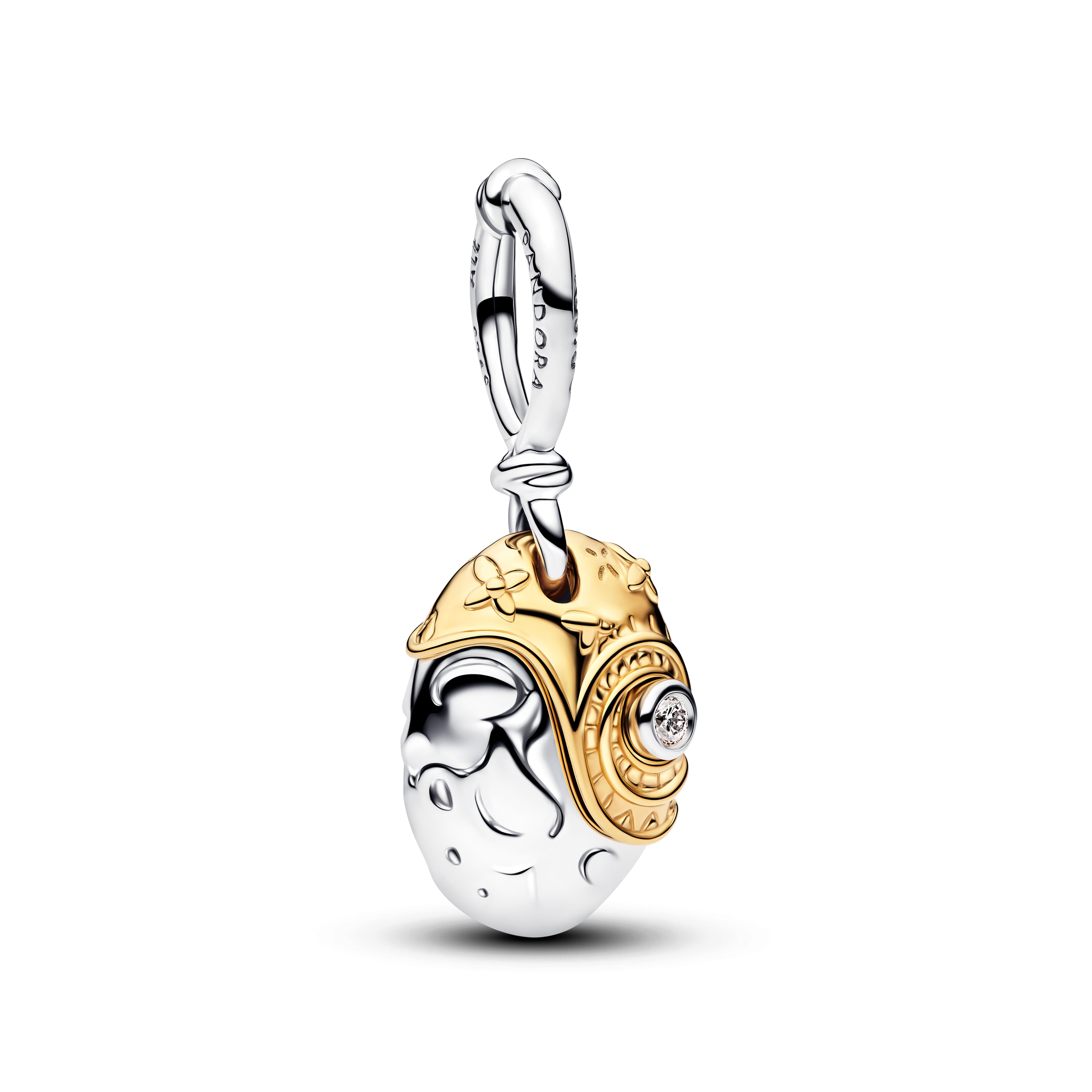 Disney Moana Sterling Silver And 14K Gold-Plated Dangle With 0.012 Ct Tw G-I Vs+ Round Brilliant Very Good Cut Lab-Grown Diamond