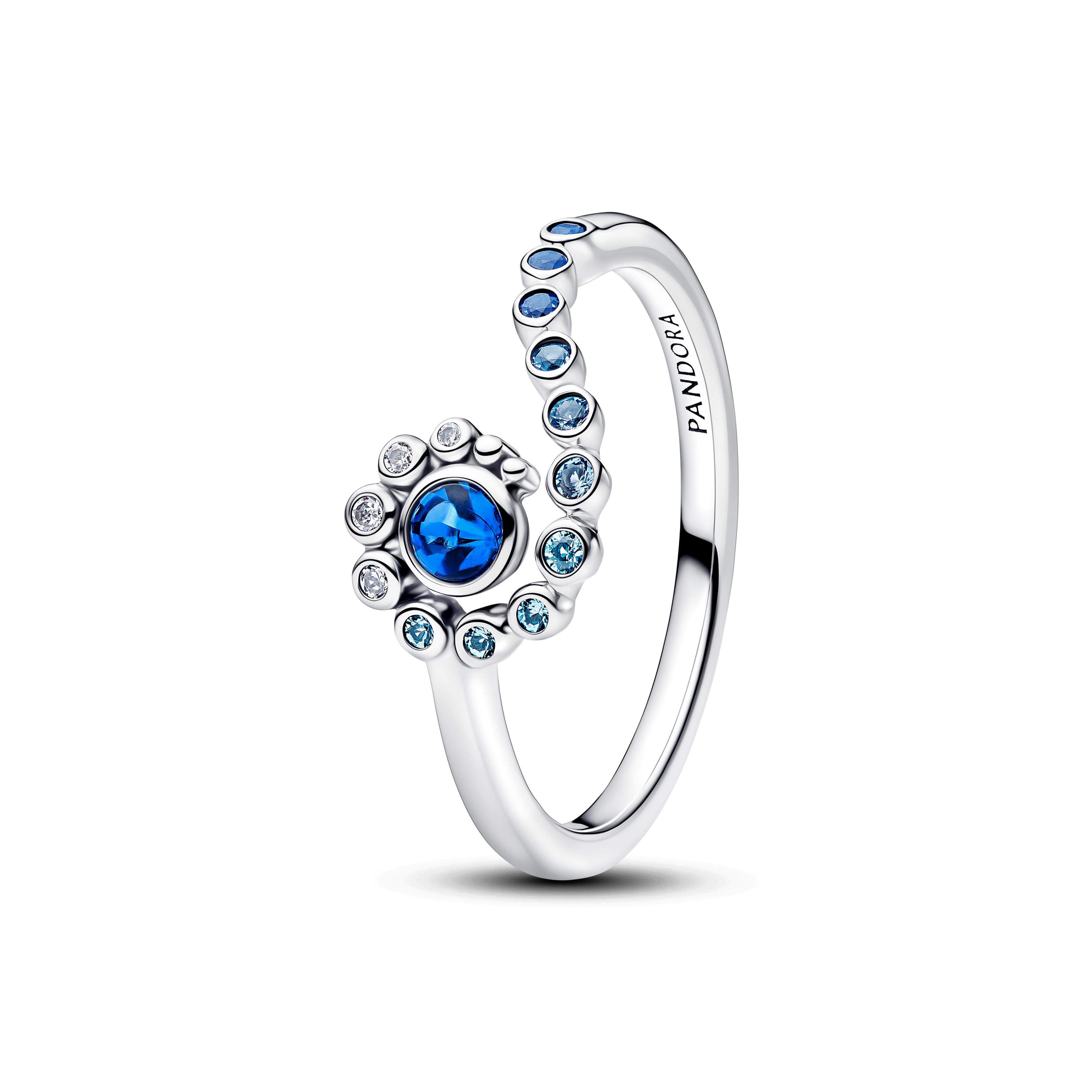 Disney Moana Sterling Silver Ring With Clear Cubic Zirconia, Icy Green, Icy Blue, Royal Blue And London Blue Crystal