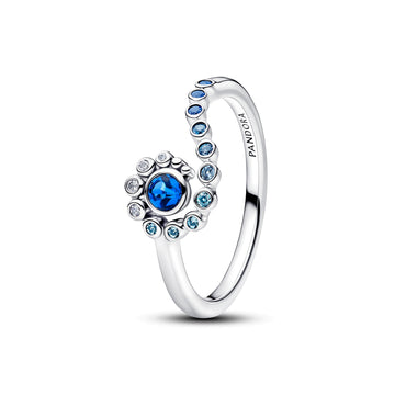 Disney Moana Sterling Silver Ring With Clear Cubic Zirconia, Icy Green, Icy Blue, Royal Blue And London Blue Crystal