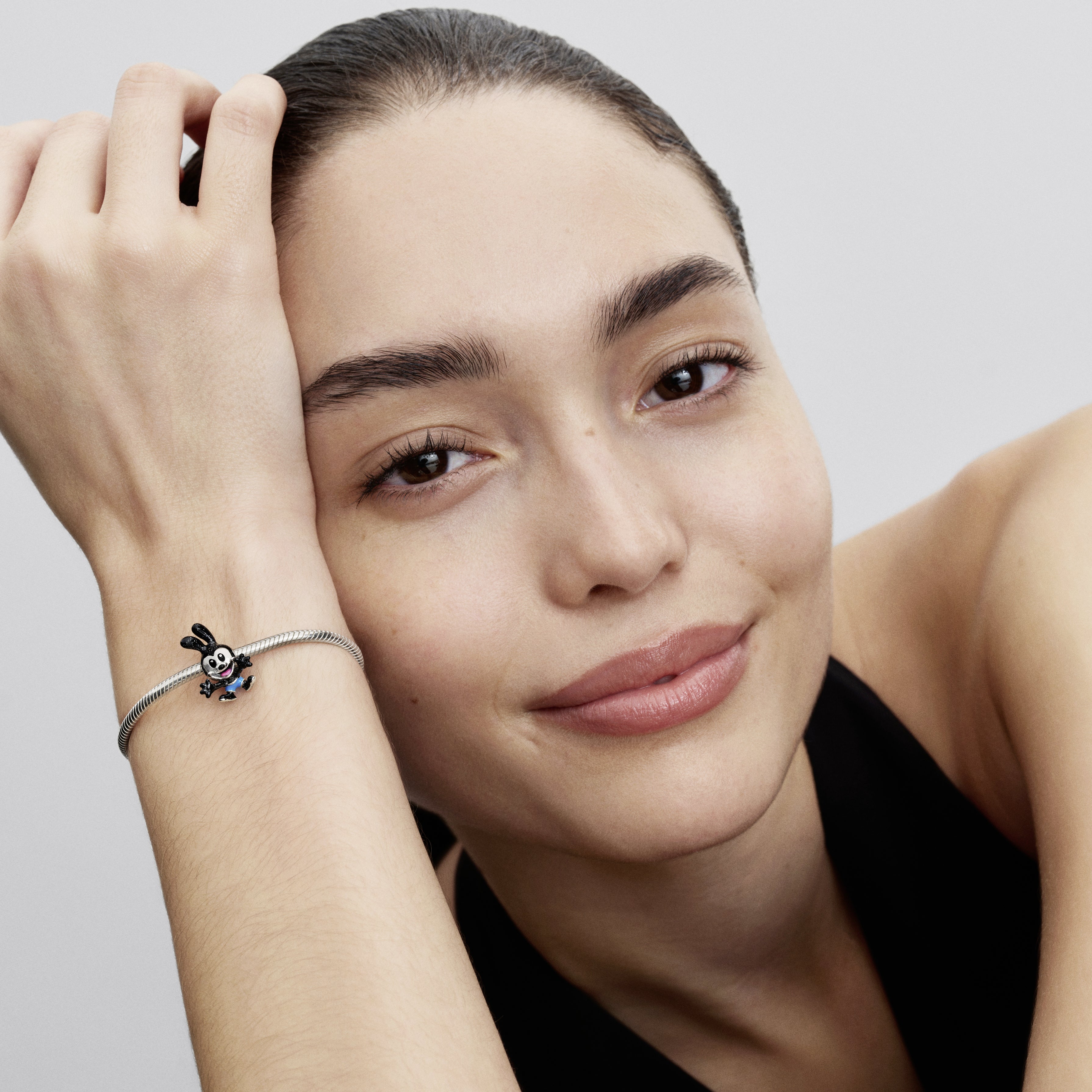 Disney Oswald Sterling Silver Charm With Red, Blue And Glittery Black Enamel