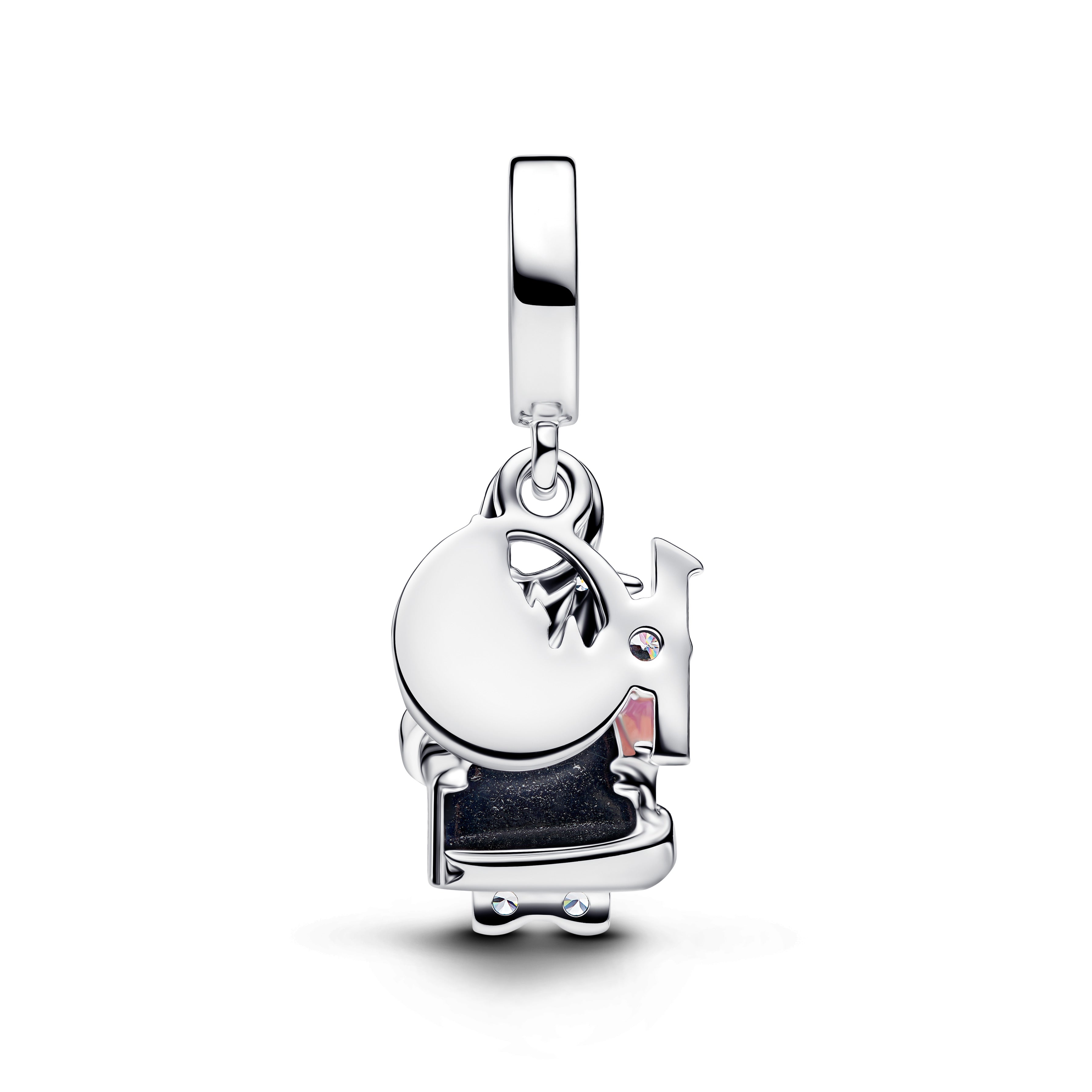 Disney Parks Shanghai Castle Sterling Silver Double Dangle With Clear Cubic Zirconia, Shaded Blue And Pink Enamel