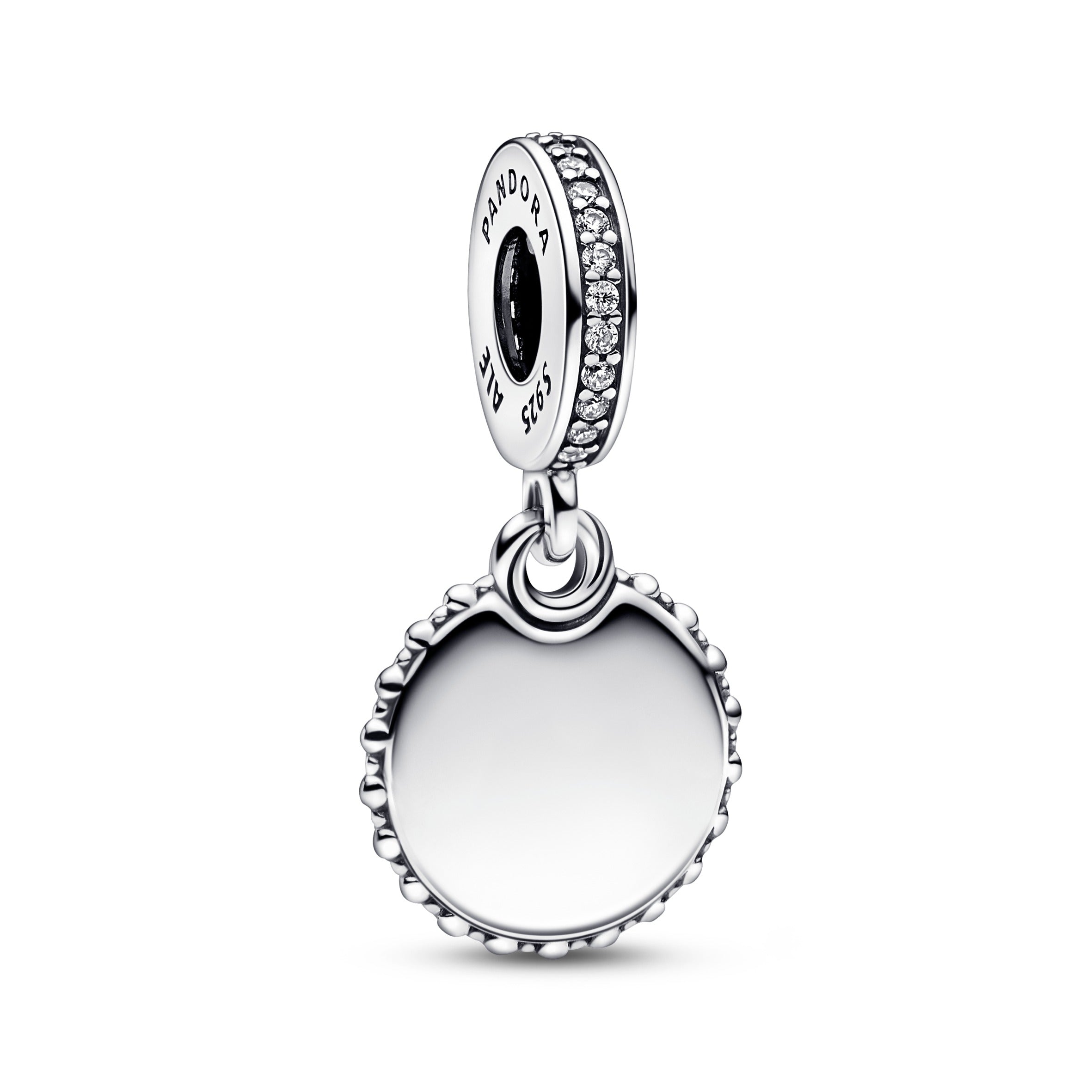 Disney Parks Engravable Sterling Silver Dangle With Clear Cubic Zirconia