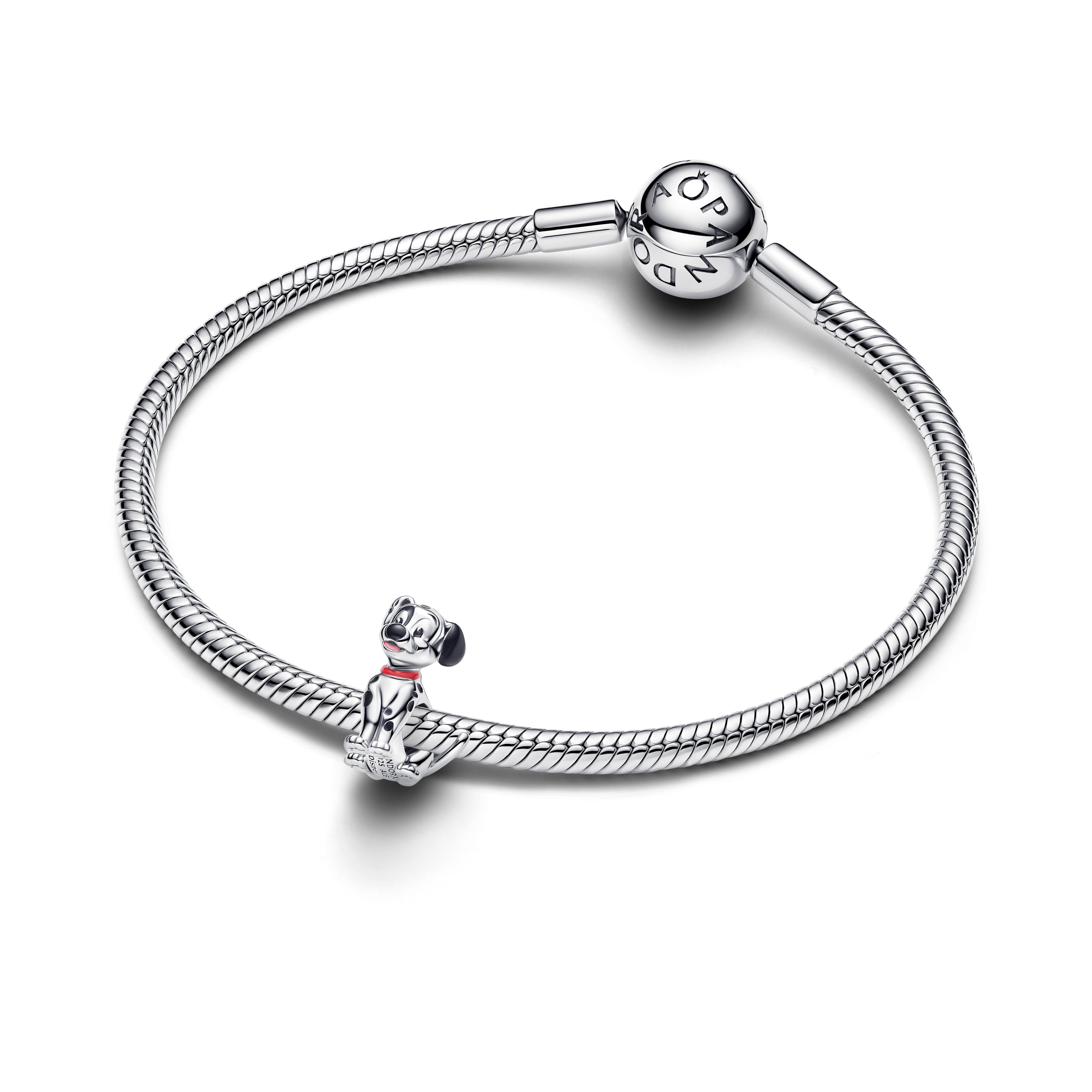 Disney Patch Sterling Sillver Charm With Red, Pink And Black Enamel