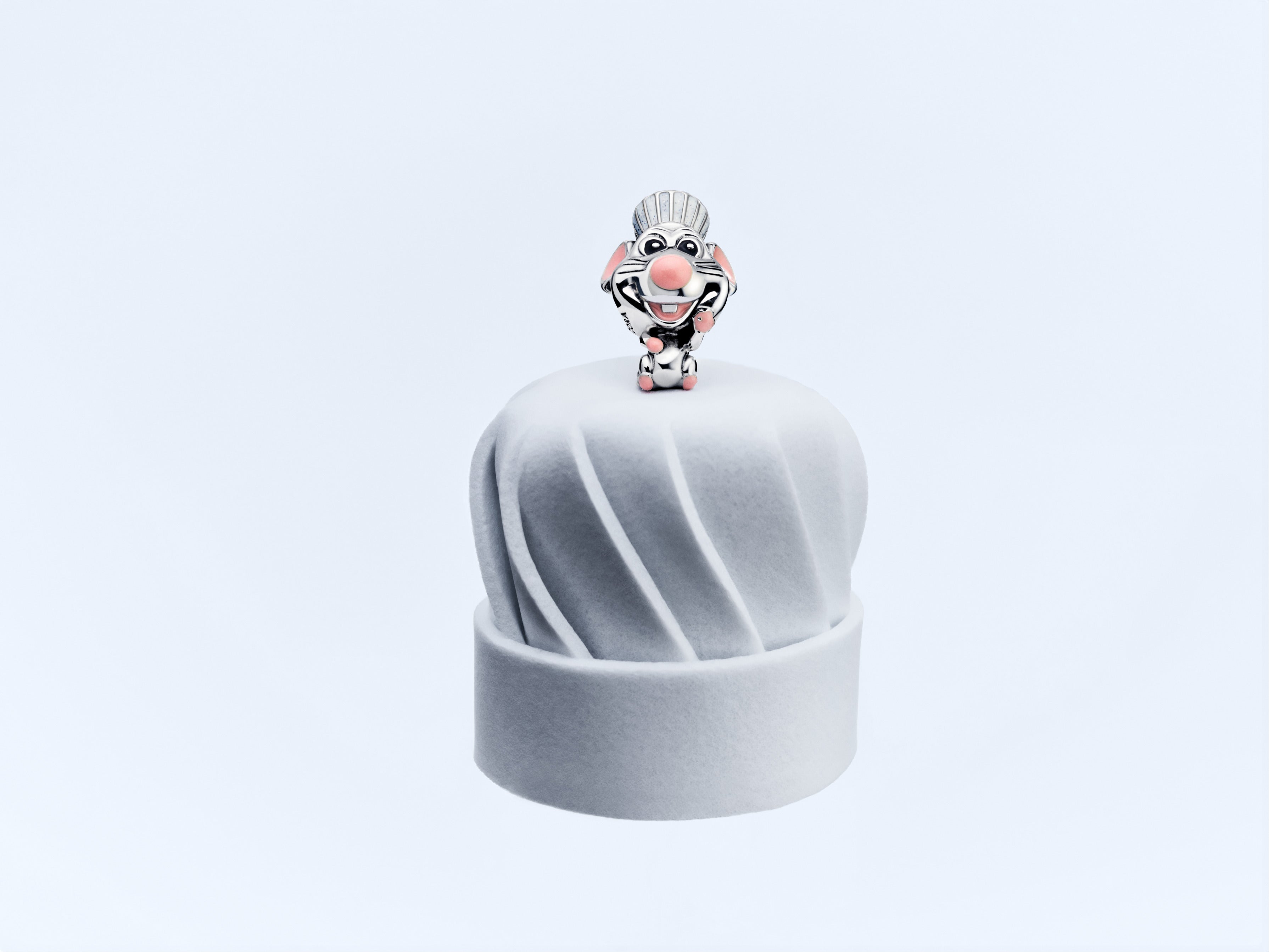 Disney Pixar Remy Sterling Silver Charm With Black, Pink And Glittery White Enamel