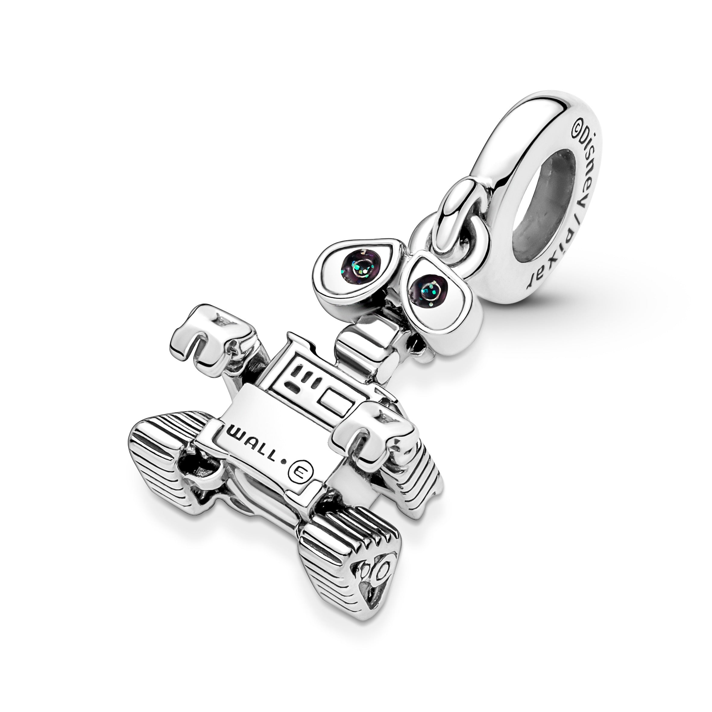 Disney Pixar Wall-E Sterling Silver Dangle With Glitter, Red And Black Enamel
