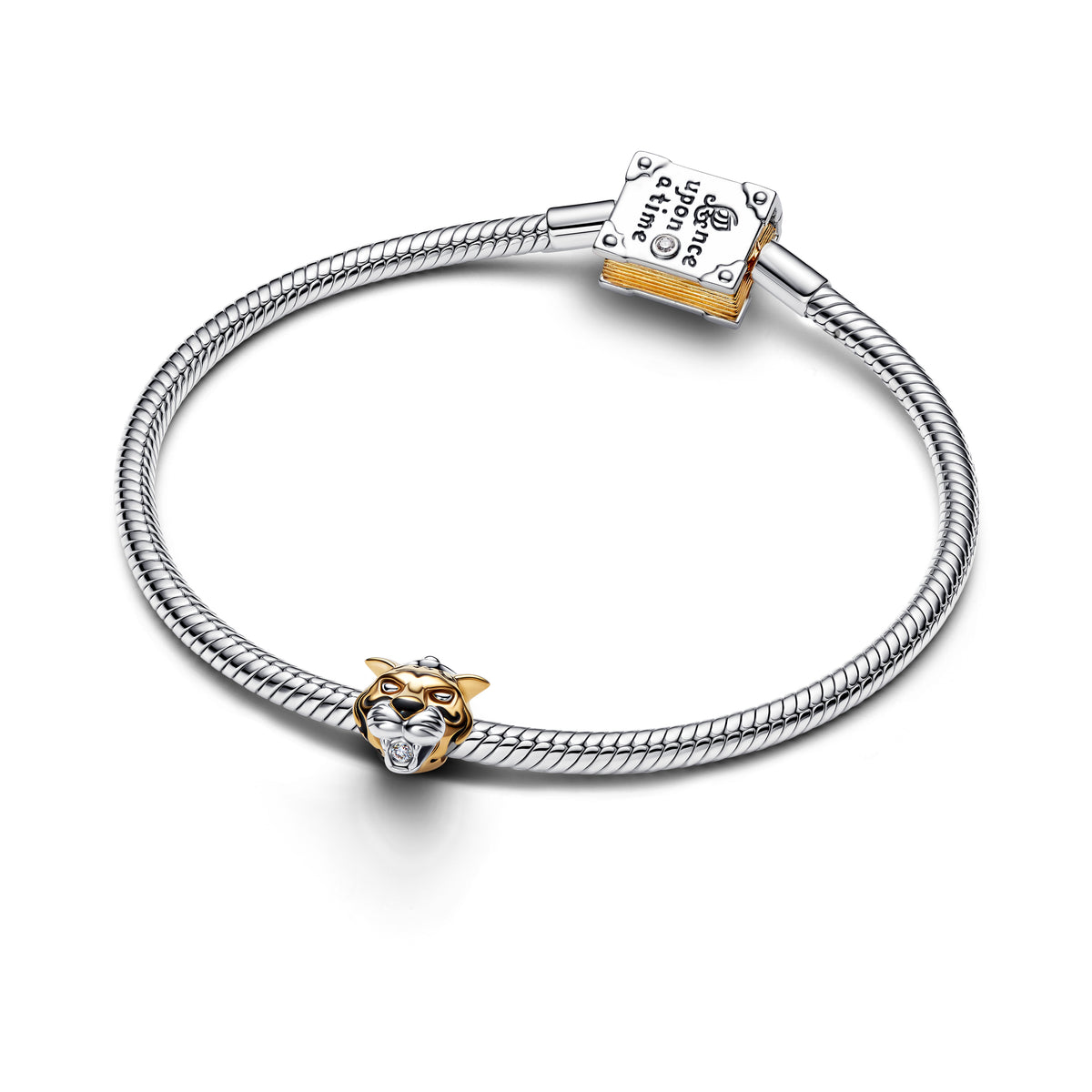 Disney Princess Jasmin Sterling Silver And 14K Gold-Plated Charm With 0.012Ct Tw G-I Vs+Round Brill V Good Cut Lab-Grown Diam
