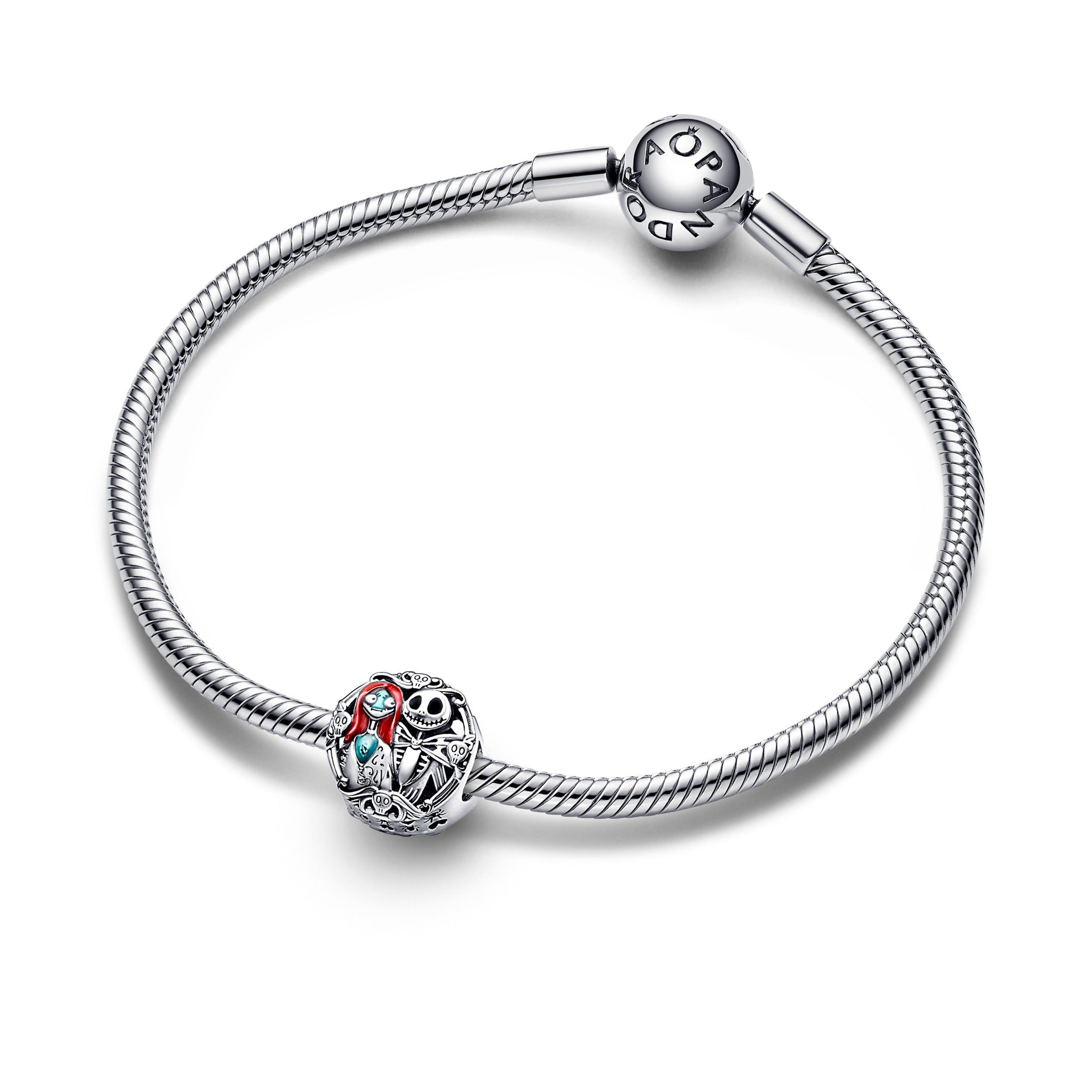 Disney Sally And Jack Sterling Silver Charm With Black, Red And Blue Enamel