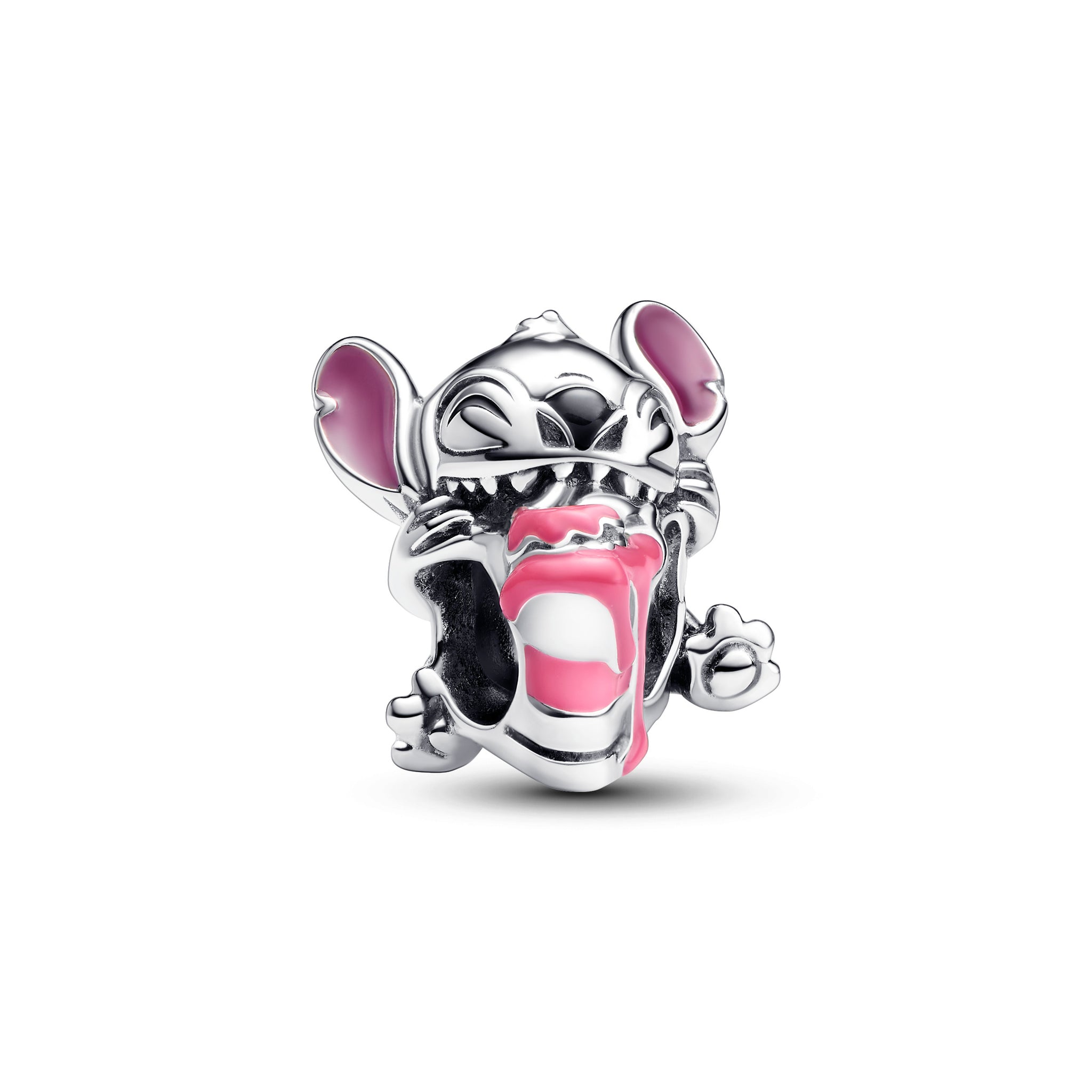 Disney Stitch Birthday Cake Sterling Silver Charm With Pink, Purple, Blue And Black Enamel