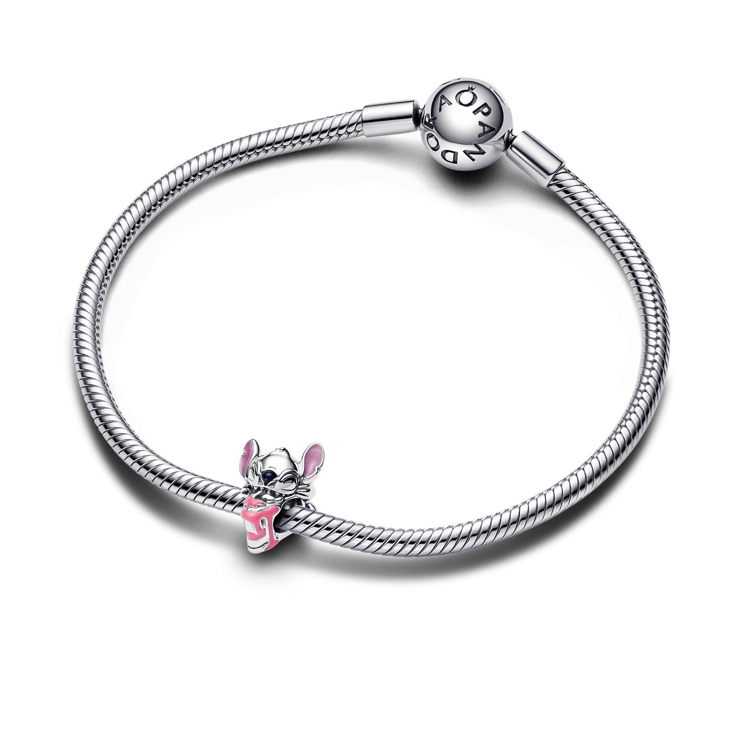 Disney Stitch Birthday Cake Sterling Silver Charm With Pink, Purple, Blue And Black Enamel
