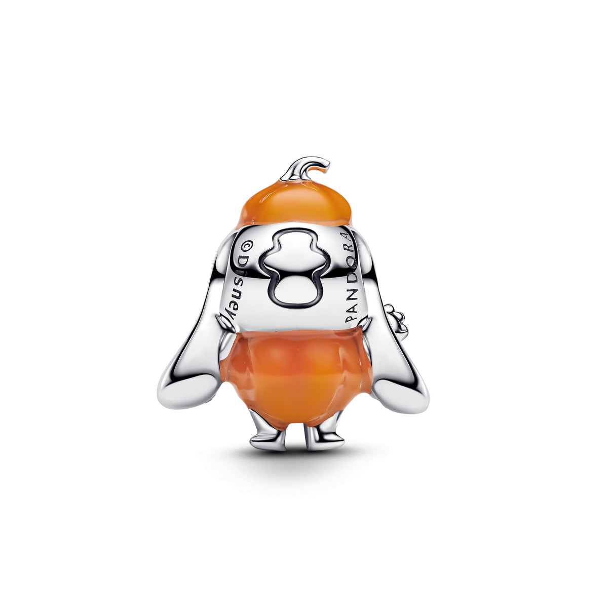 Disney Stitch Halloween Sterling Silver Charm With Imitation Of Orange Quartz And Black Enamel