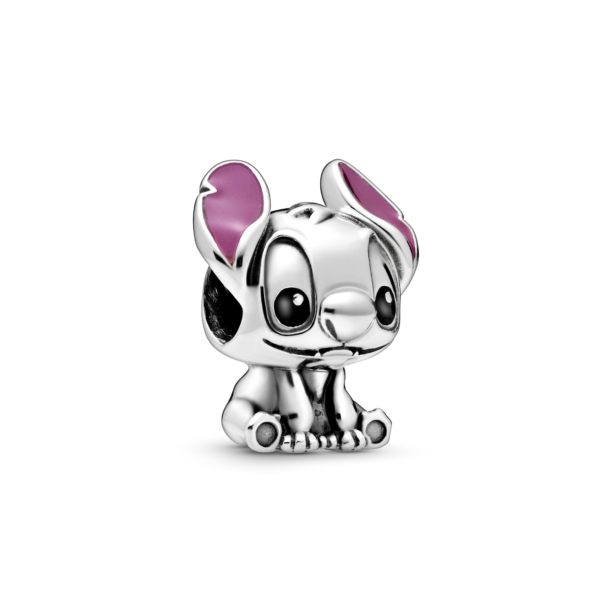 Disney Stitch Silver Charm With Black And Purple Enamel