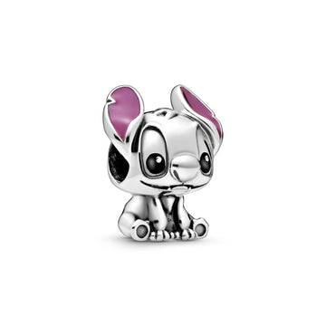 Disney Stitch Silver Charm With Black And Purple Enamel
