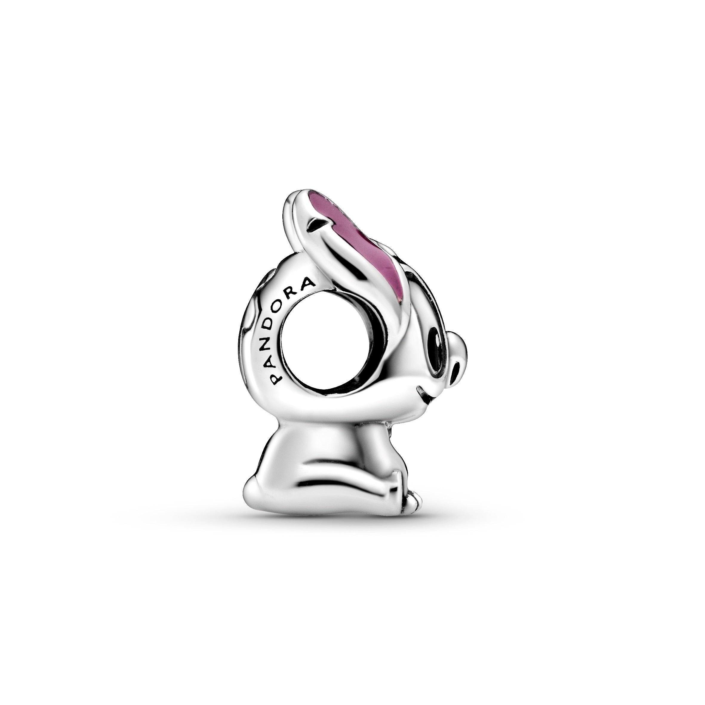 Disney Stitch Silver Charm With Black And Purple Enamel
