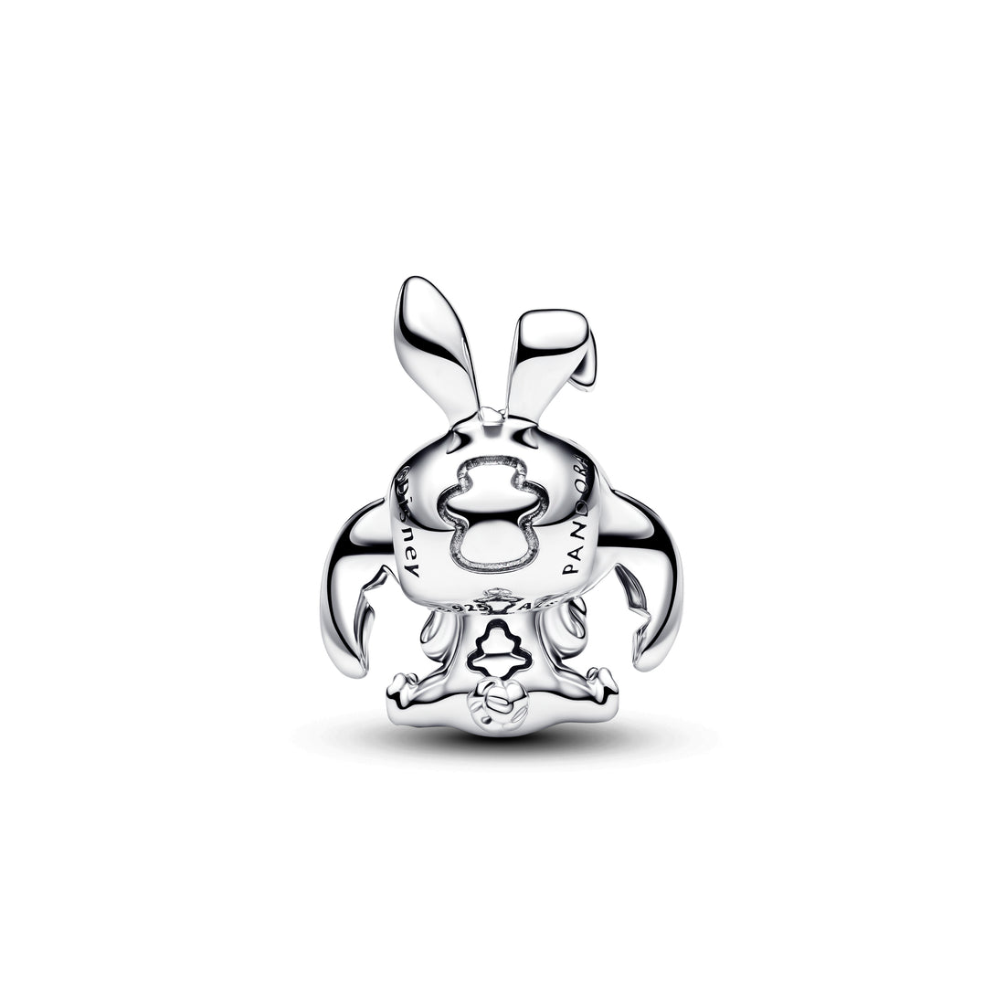 Disney Stitch Sterling Silver Charm With Orange Imitation Quartz, Black And Green Enamel
