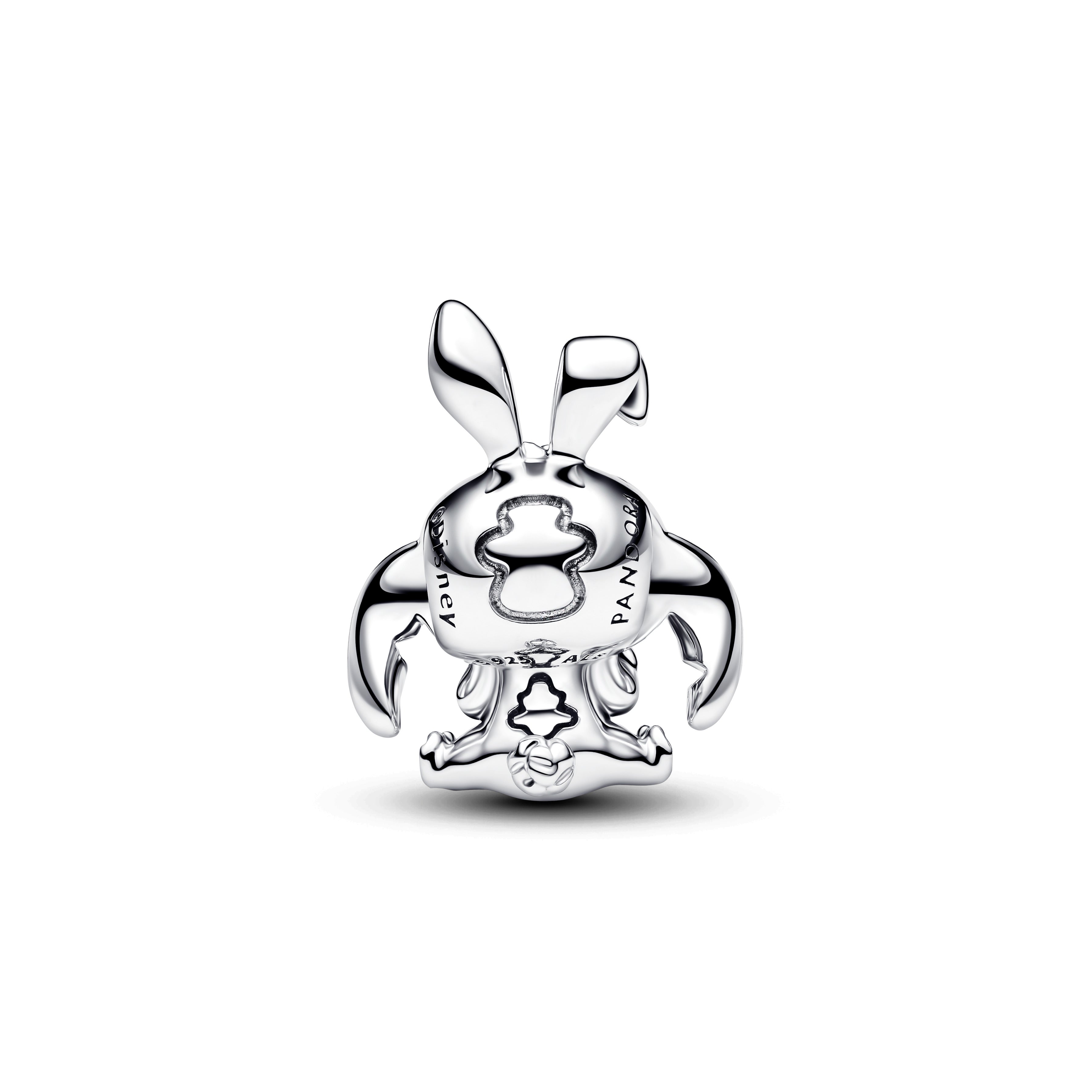 Disney Stitch Sterling Silver Charm With Orange Imitation Quartz, Black And Green Enamel