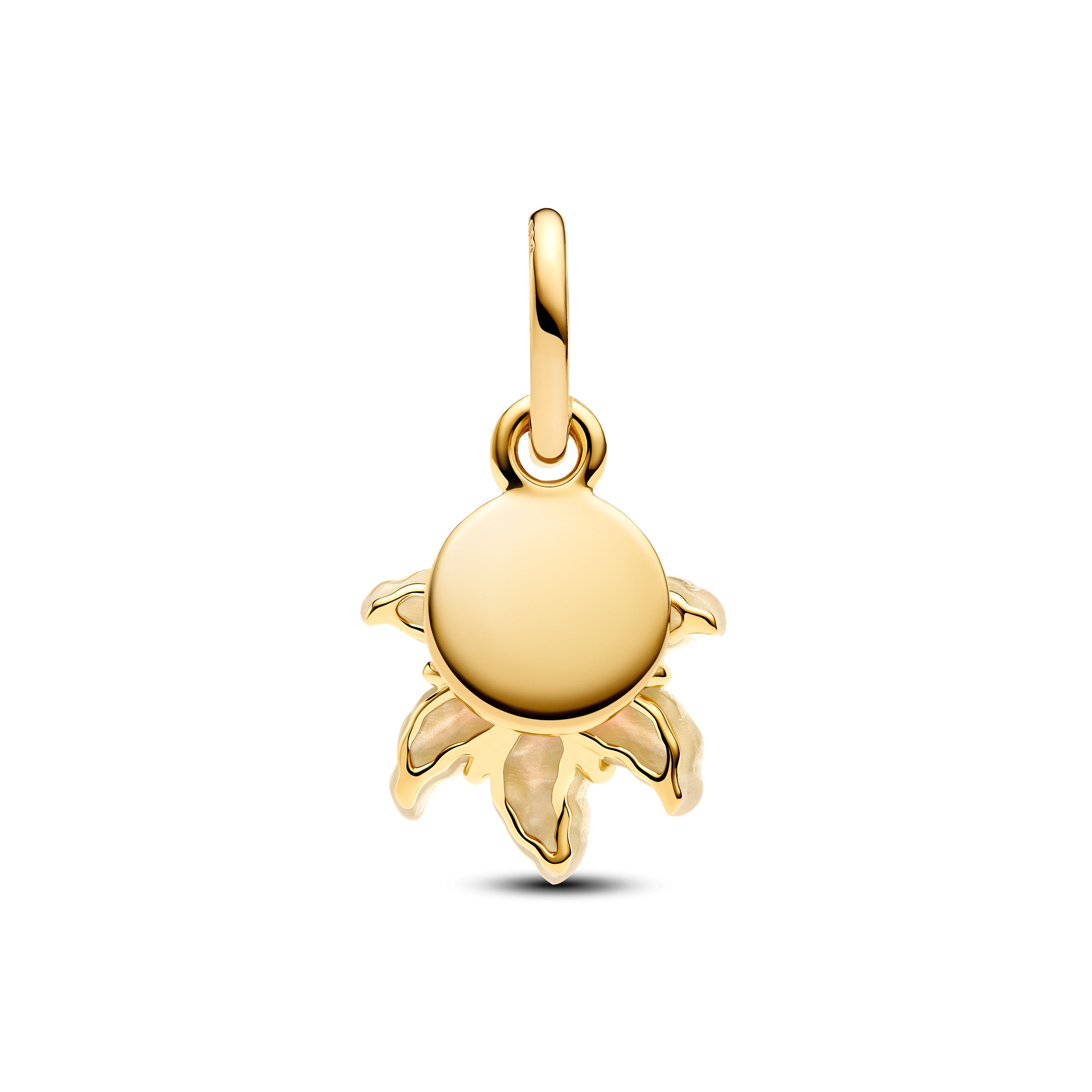 Disney Tangled Flower 14K Gold-Plated Double Dangle With Clear Cubic Zirconia, Yellow Bioresin Man-Made Mother Of Pearl And Yellow Purple Gl