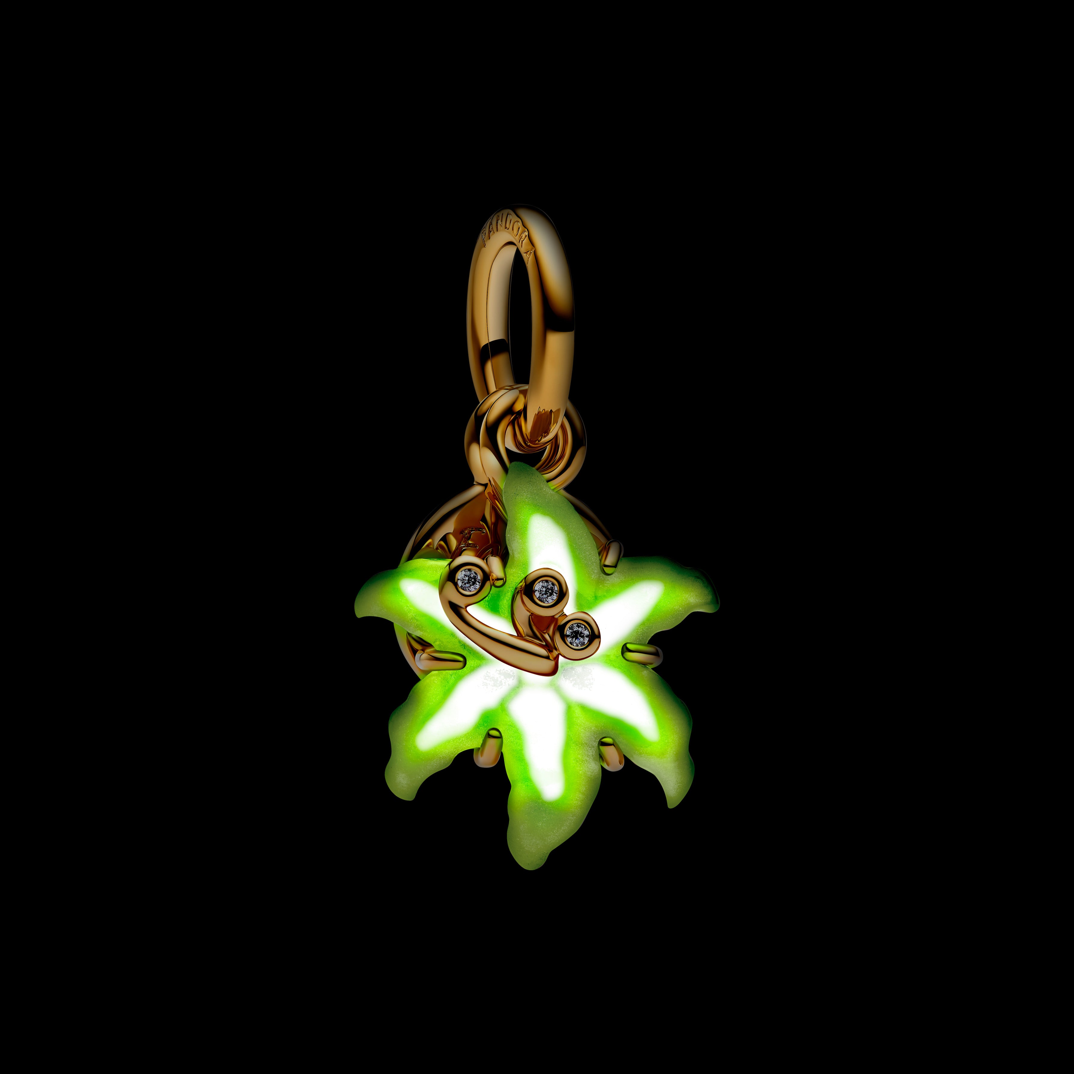 Disney Tangled Flower 14K Gold-Plated Double Dangle With Clear Cubic Zirconia, Yellow Bioresin Man-Made Mother Of Pearl And Yellow Purple Gl