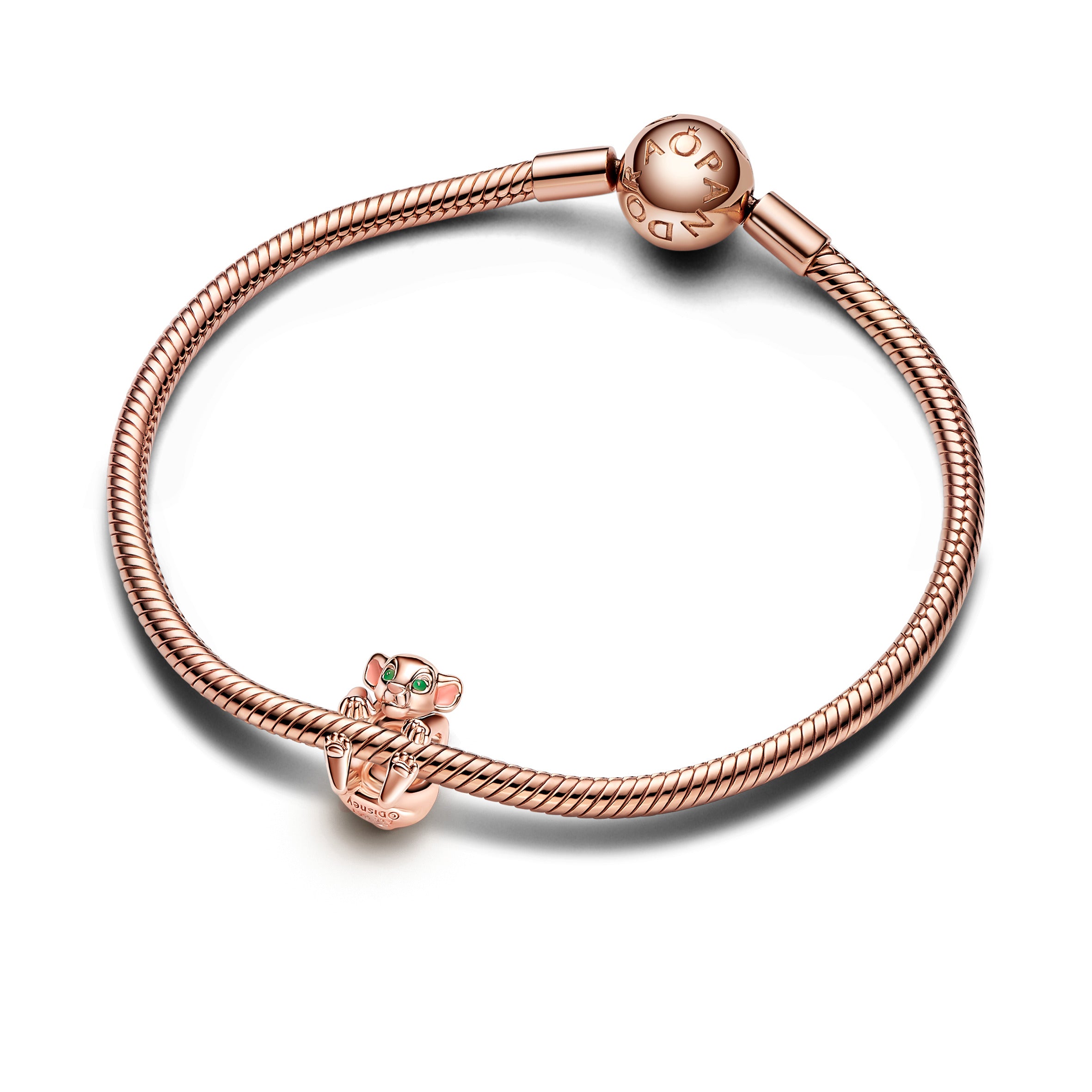 Disney The Lion King Nala 14K Rose Gold-Plated Charm With Green And Pink Enamel