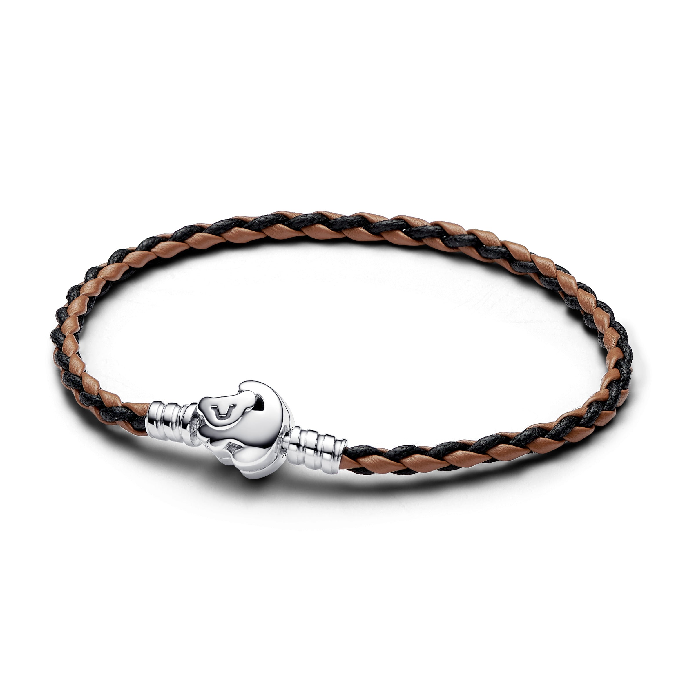 Disney The Lion King Sterling Silver Bracelet With Brown And Black Leather