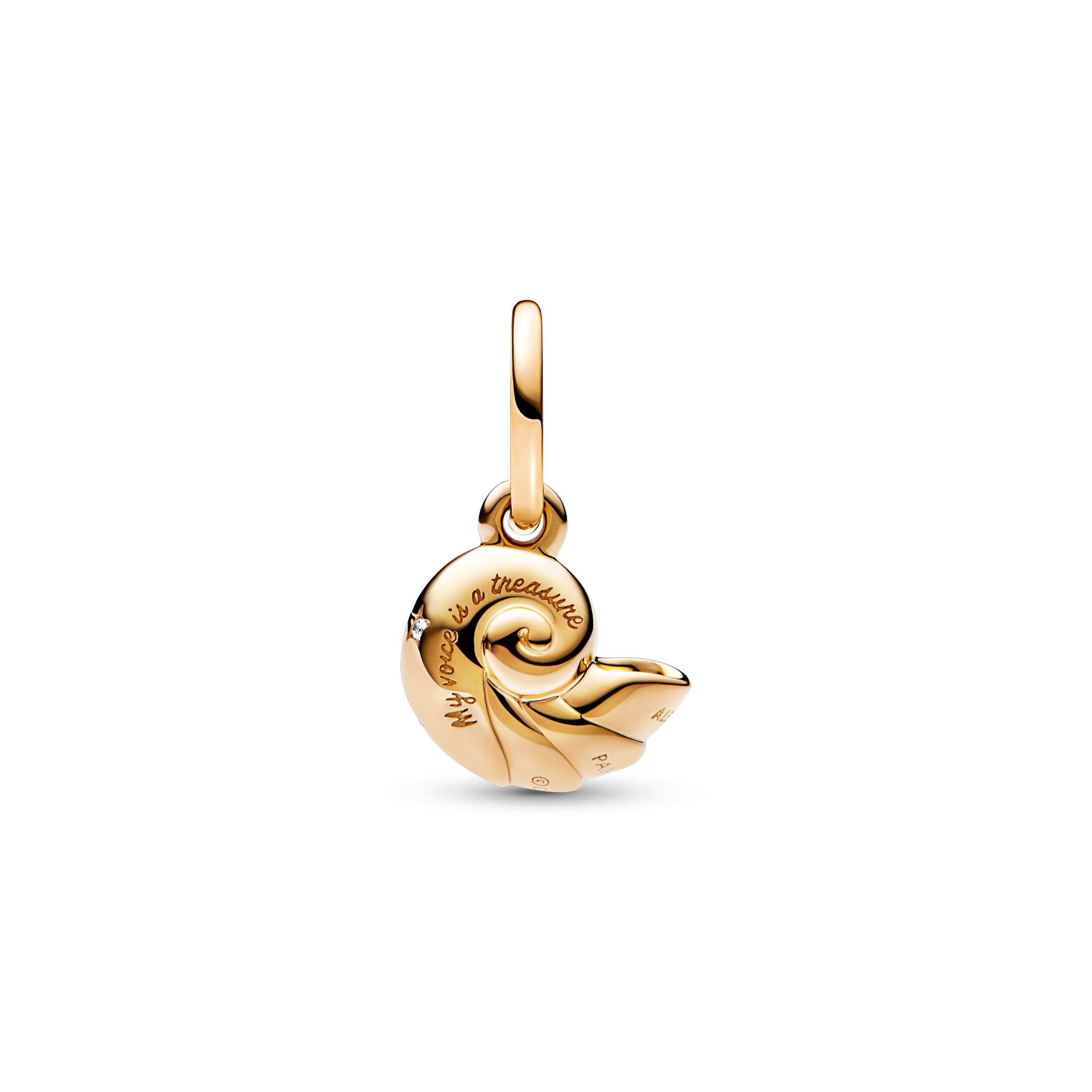 Disney The Little Mermaid Shell 14K Gold-Plated Dangle With Clear Cubic Zirconia
