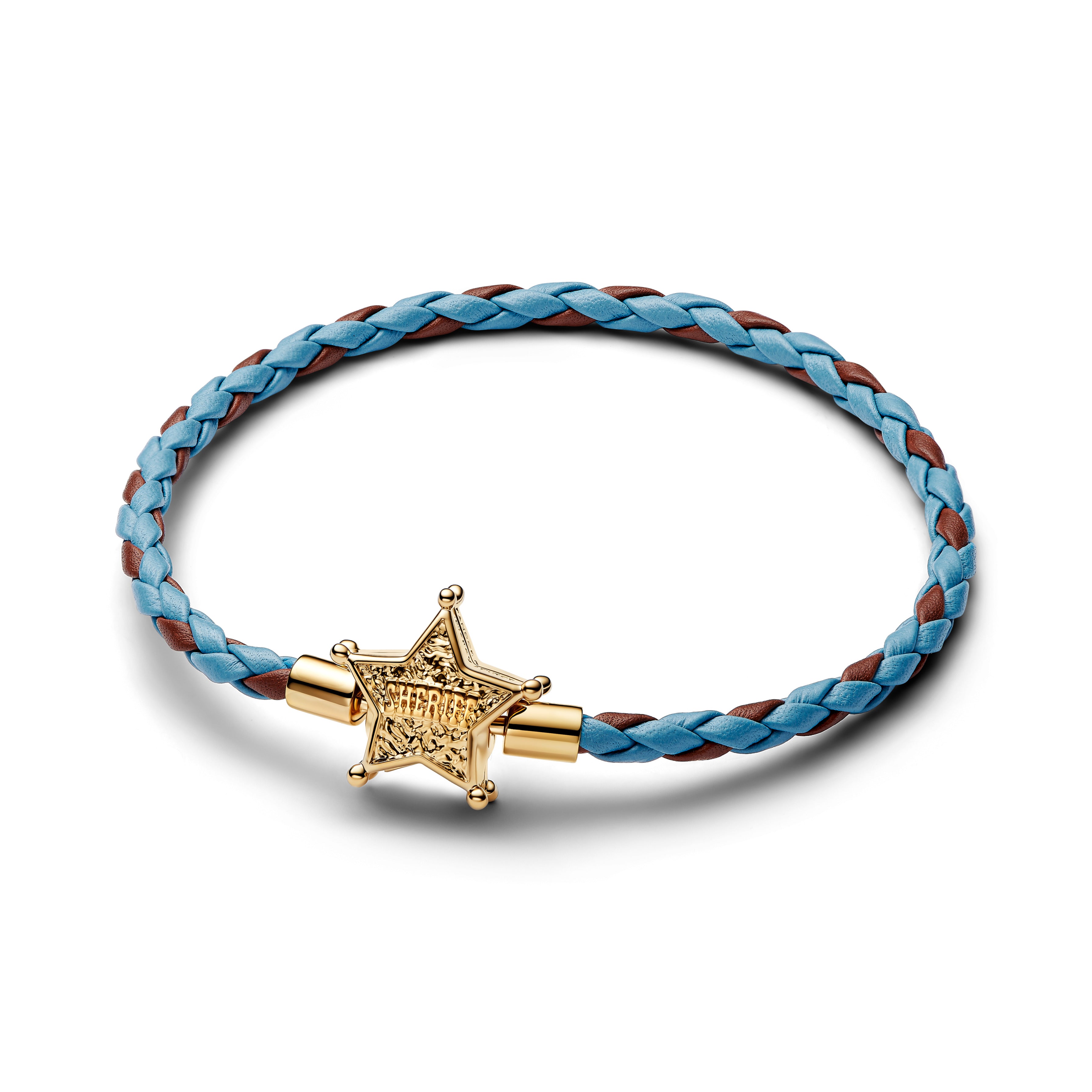 Disney Toy Story 14K Gold-Plated Bracelet With Blue And Brown Leather