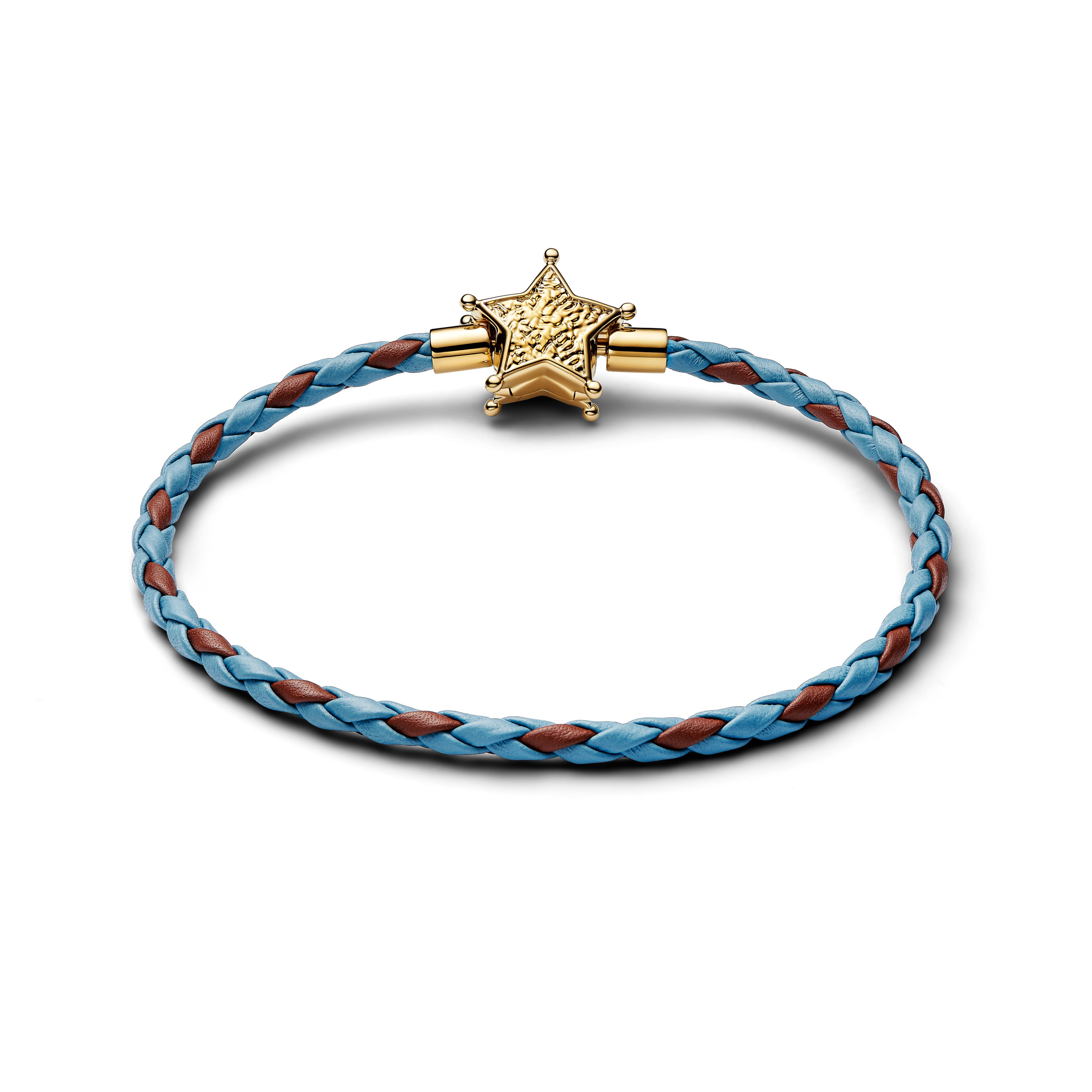Disney Toy Story 14K Gold-Plated Bracelet With Blue And Brown Leather