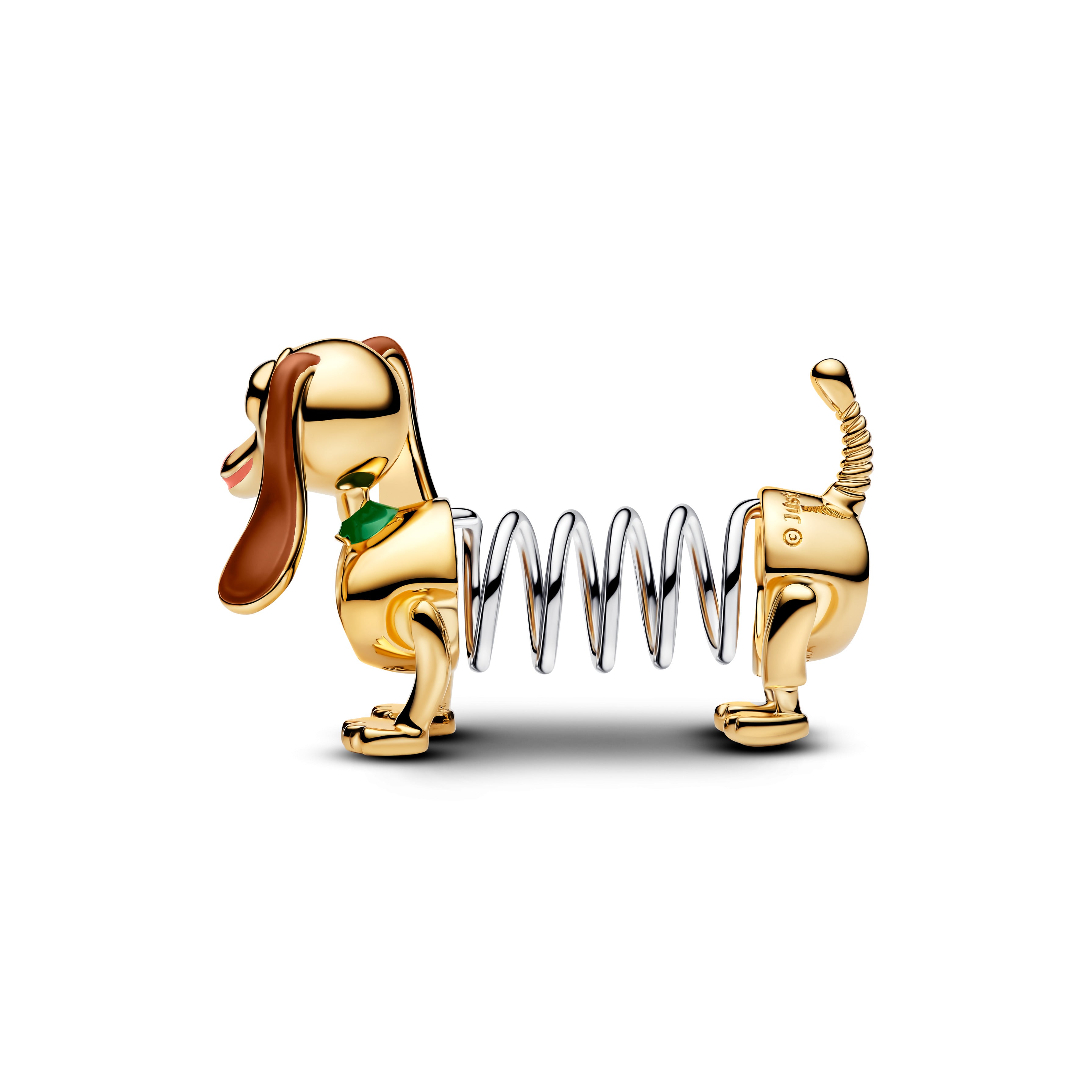 Disney Toy Story Slinky Dog 14K Gold-Plated And Sterling Silver Charm With Brown, Black, Red And Green Enamel