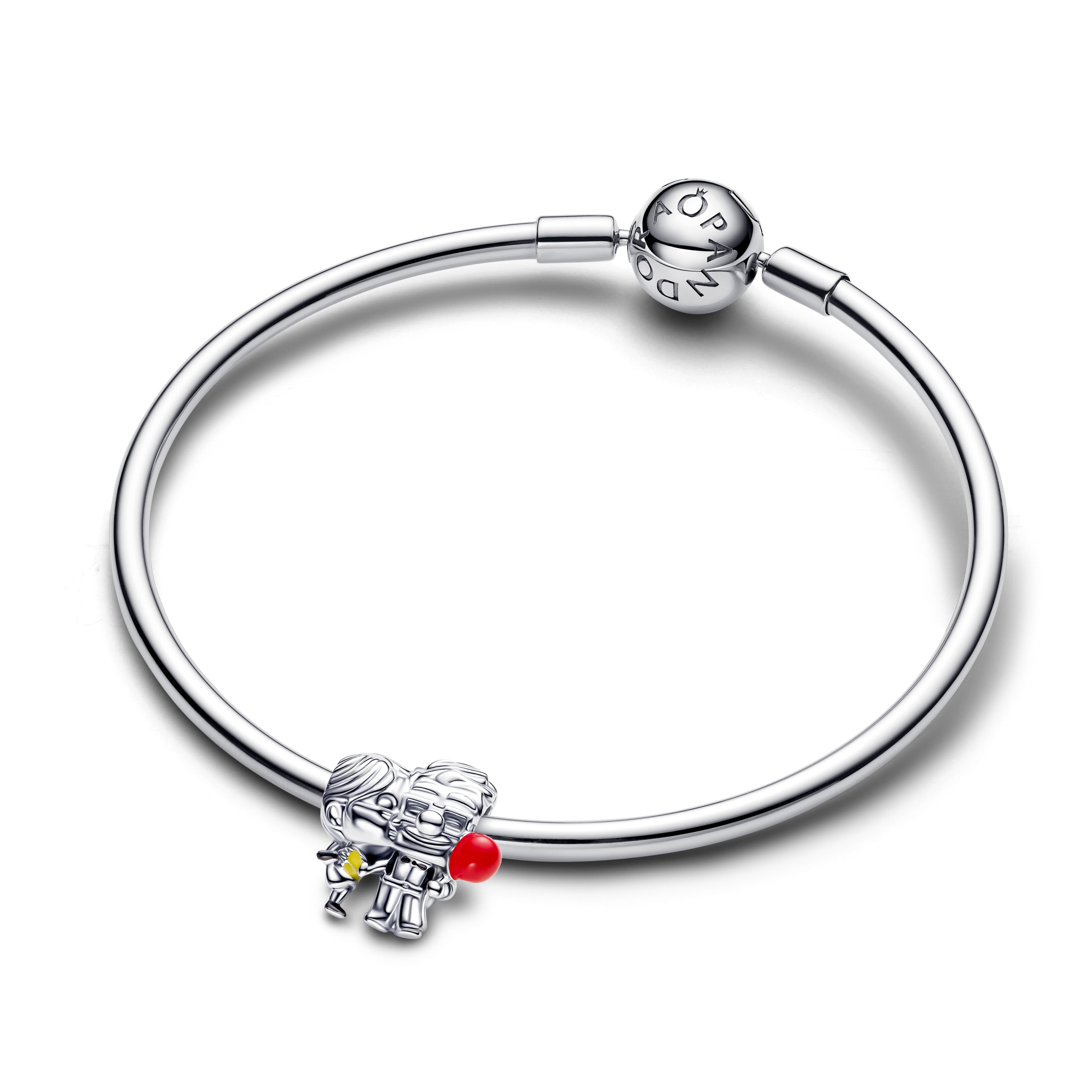 Disney Up Carl & Ellie Sterling Silver Charm With Red, Black And Yellow Enamel