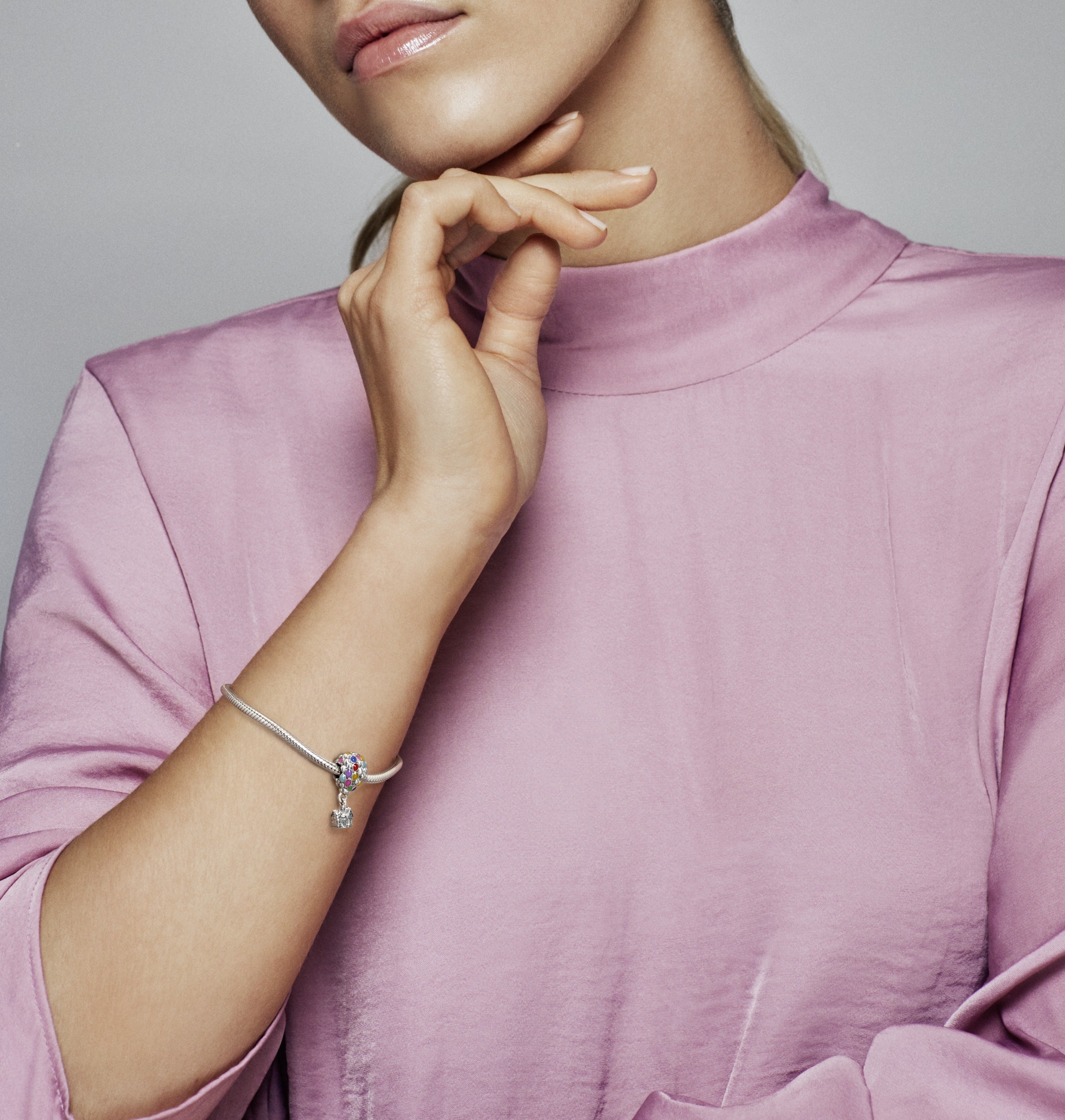 Disney Up Balloon Sterling Silver Charm With Blue, Green, Orange, Pink And Light Blue Enamel