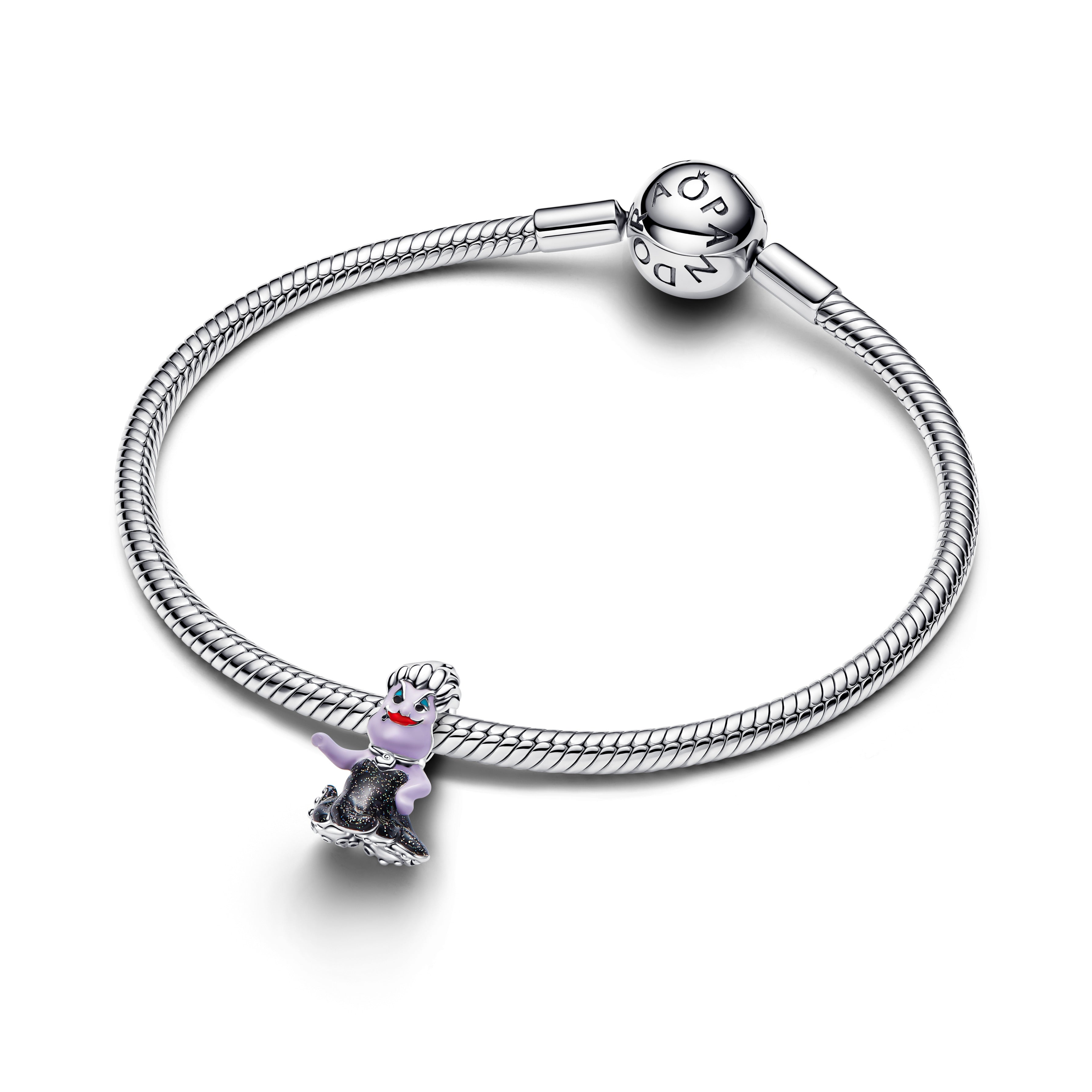 Disney Ursula Sterling Silver Charm With Black, Purple, Red And Blue Enamel