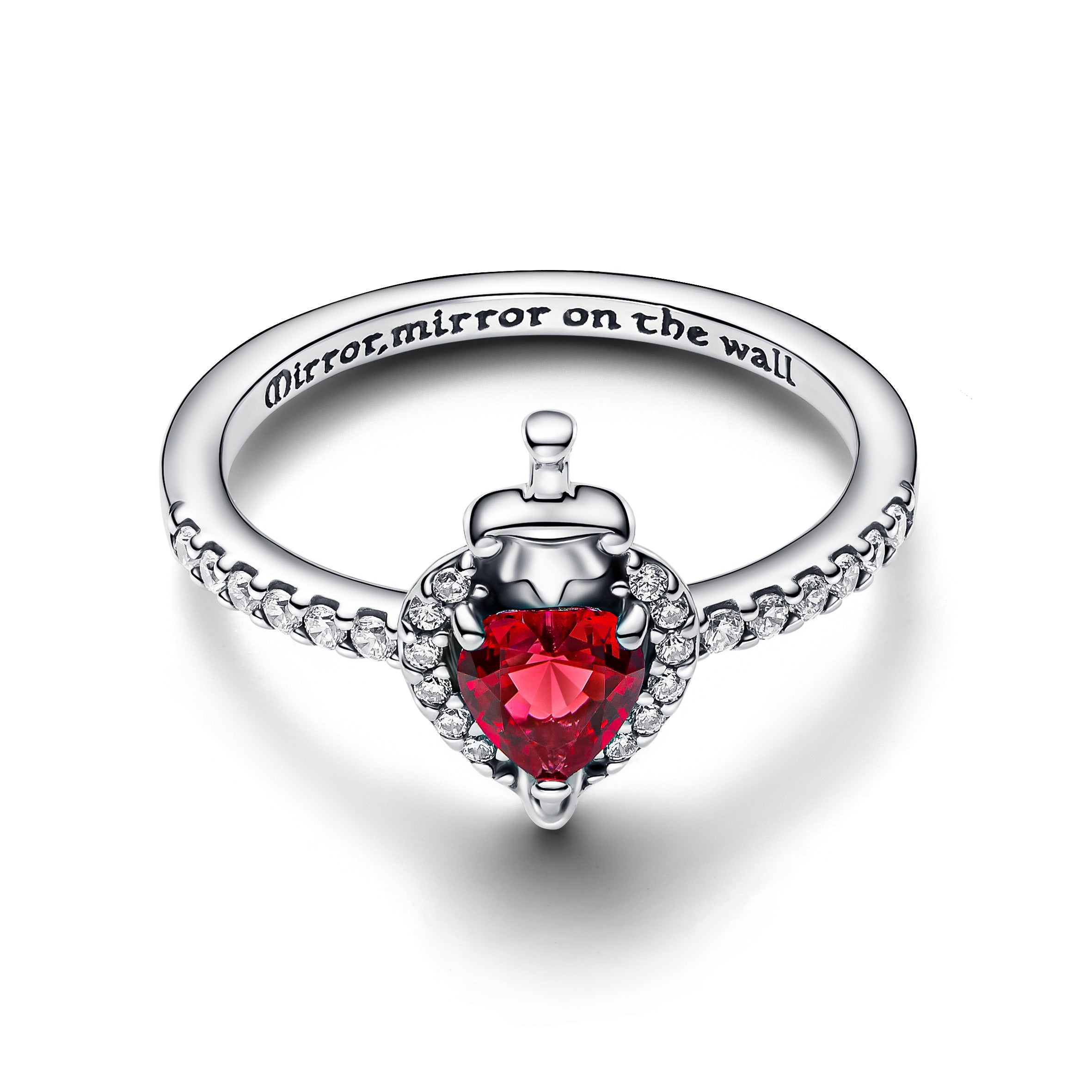 Disney Villains Evil Queen Sterling Silver Ring With Fuchsia Rose Crystal And Clear Cubic Zirconia