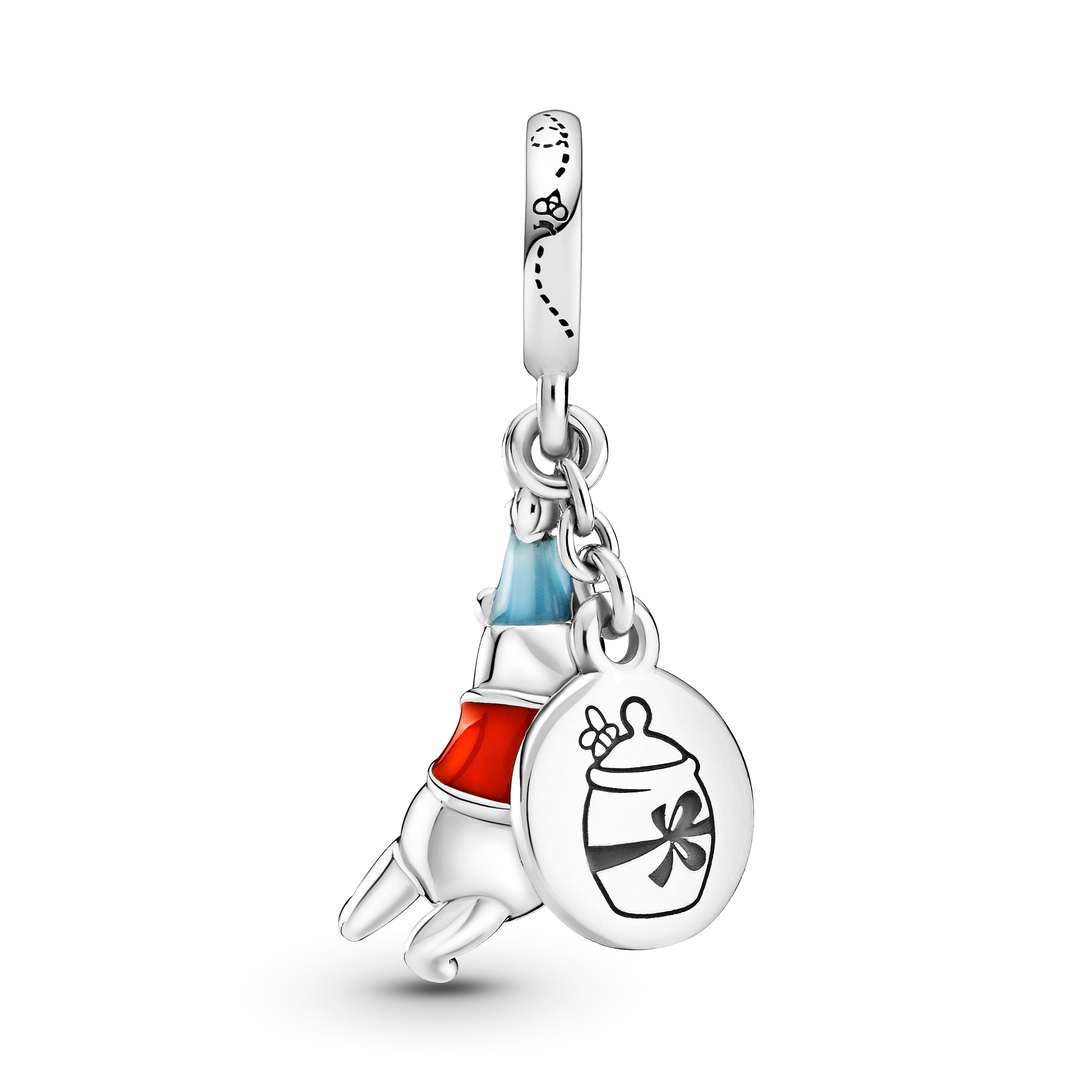 Disney Winnie The Pooh Sterling Silver Dangle With Red And Blue Enamel