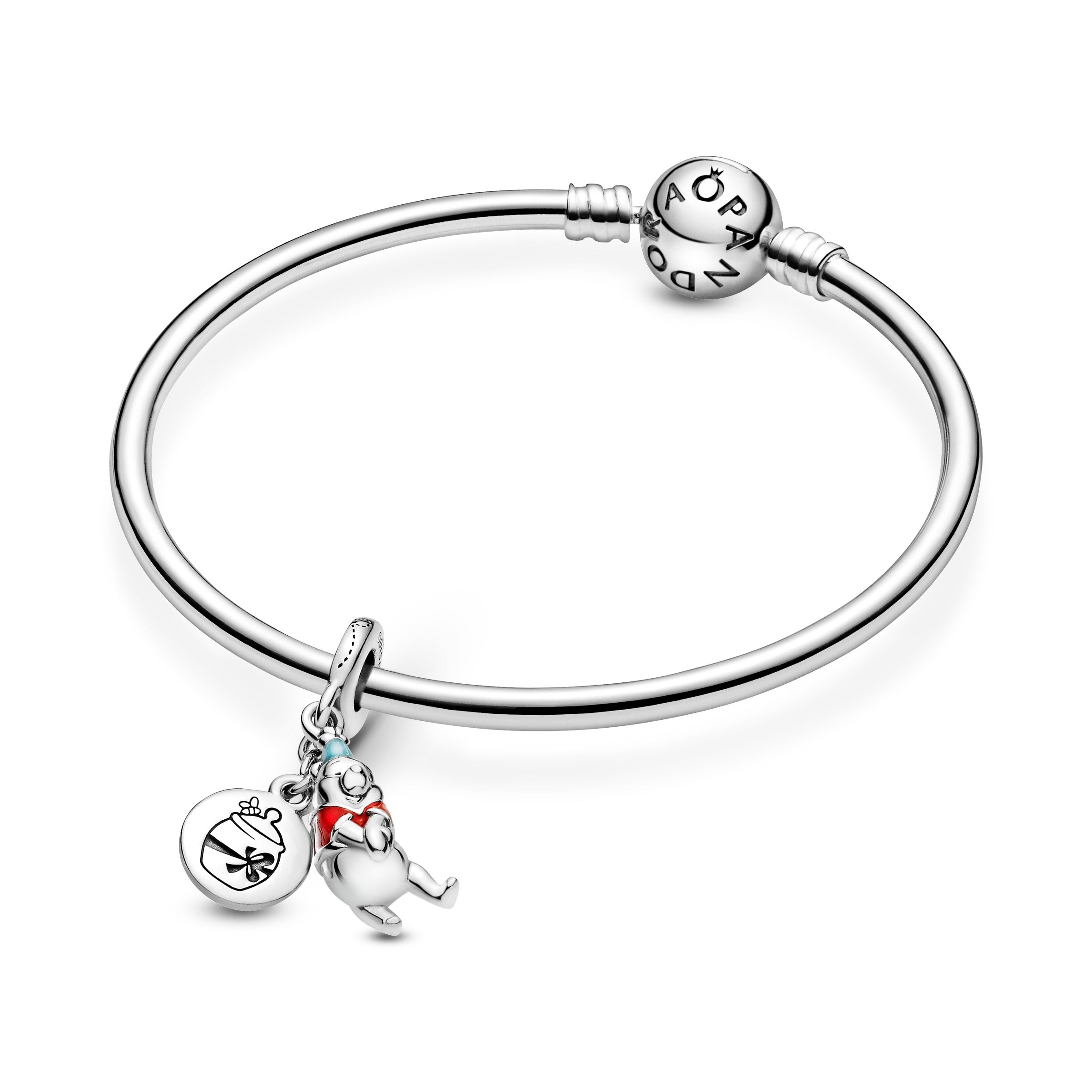 Disney Winnie The Pooh Sterling Silver Dangle With Red And Blue Enamel