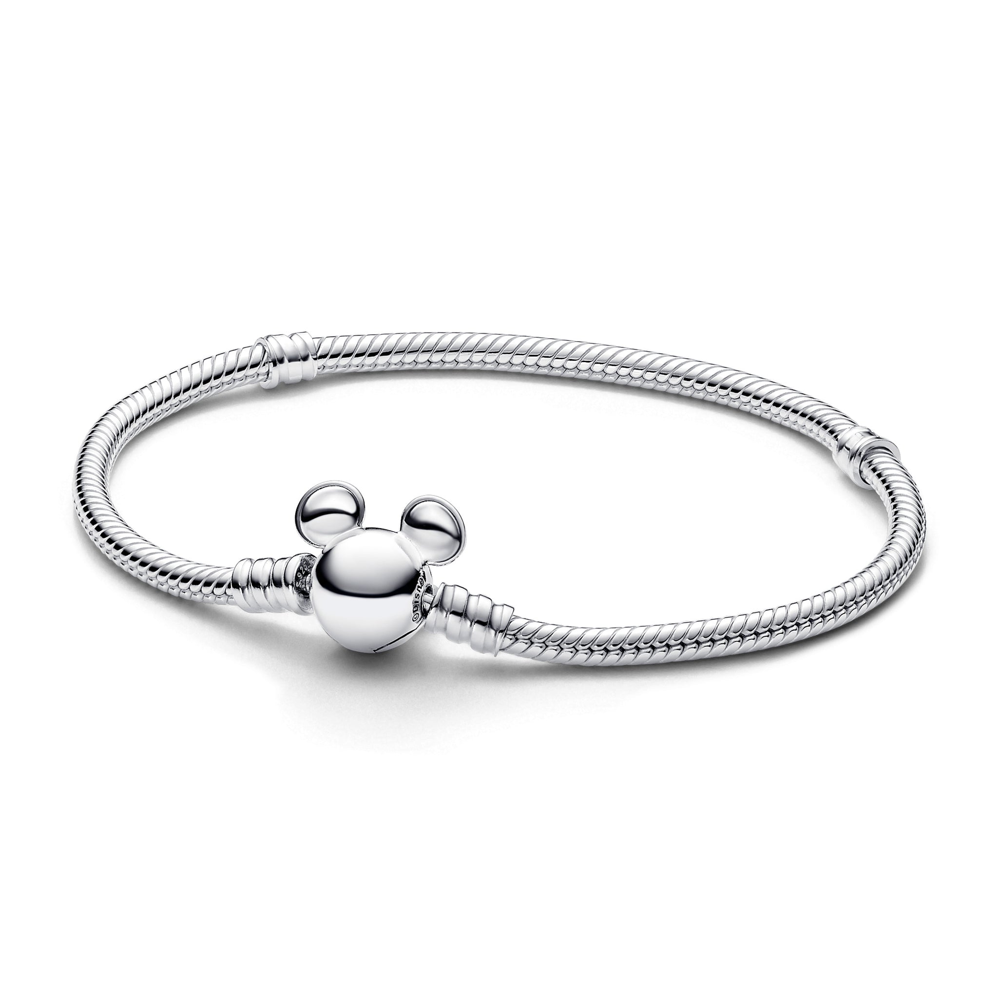 Disney Snake Chain Sterling Silver Bracelet With Mickey Mouse Clasp