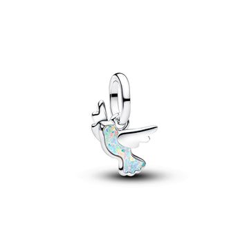 Dove Sterling Silver Mini Dangle With White Lab-Created Opal