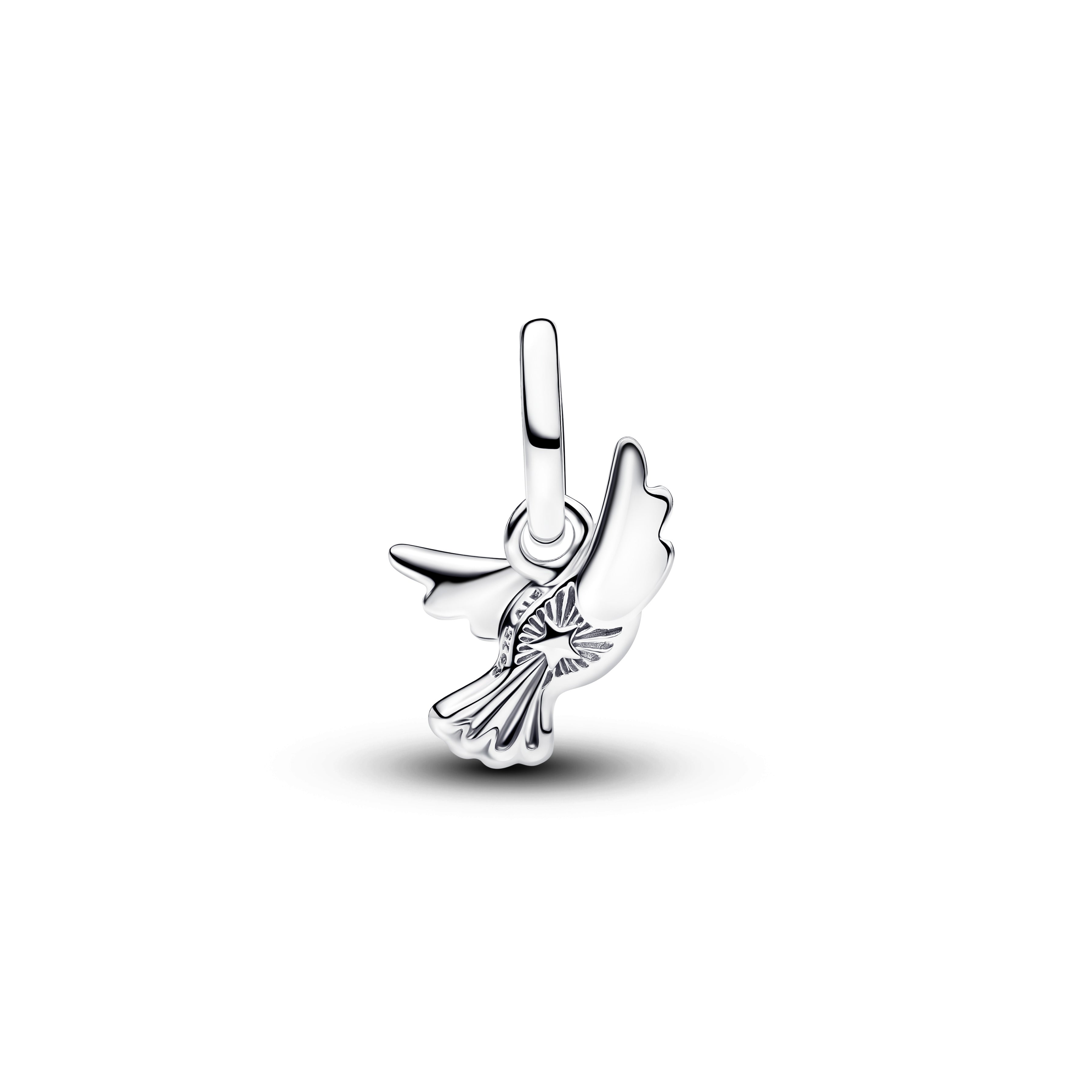 Dove Sterling Silver Mini Dangle With White Lab-Created Opal