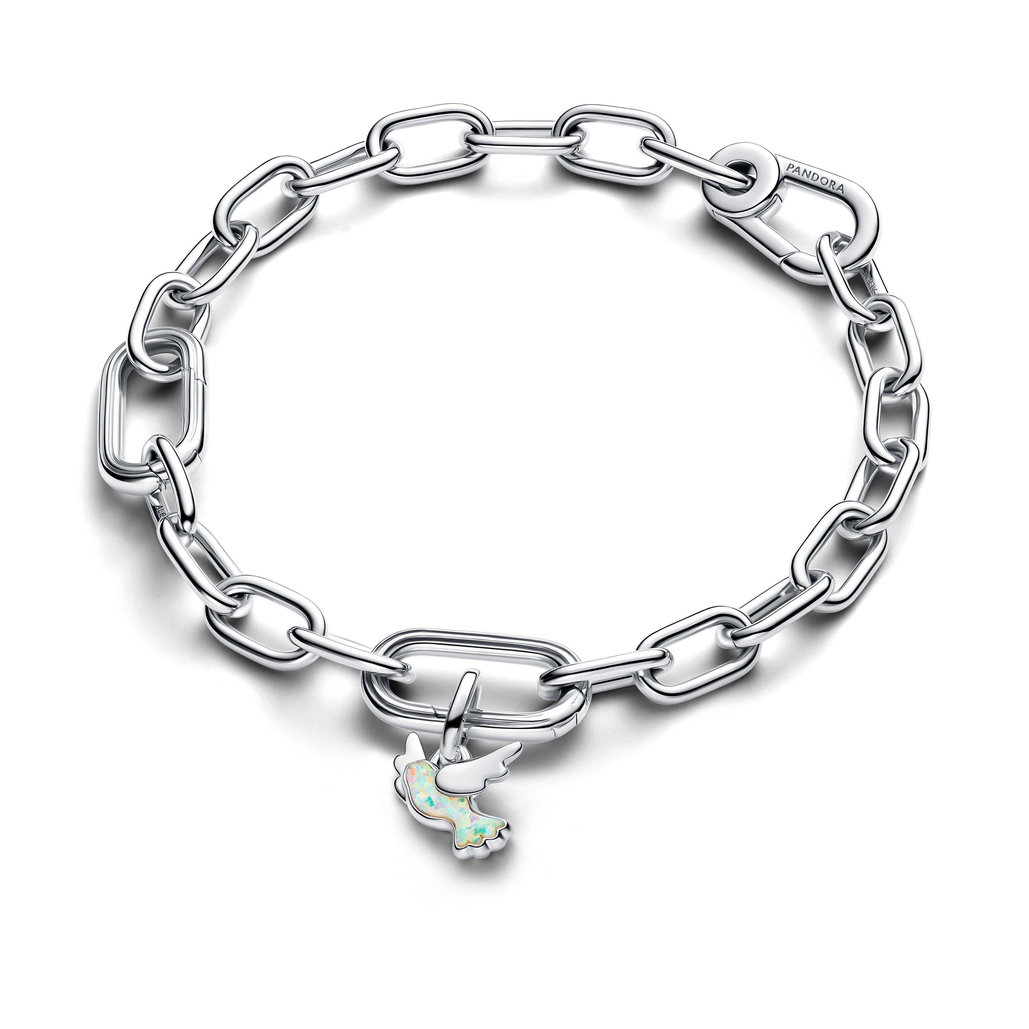 Dove Sterling Silver Mini Dangle With White Lab-Created Opal