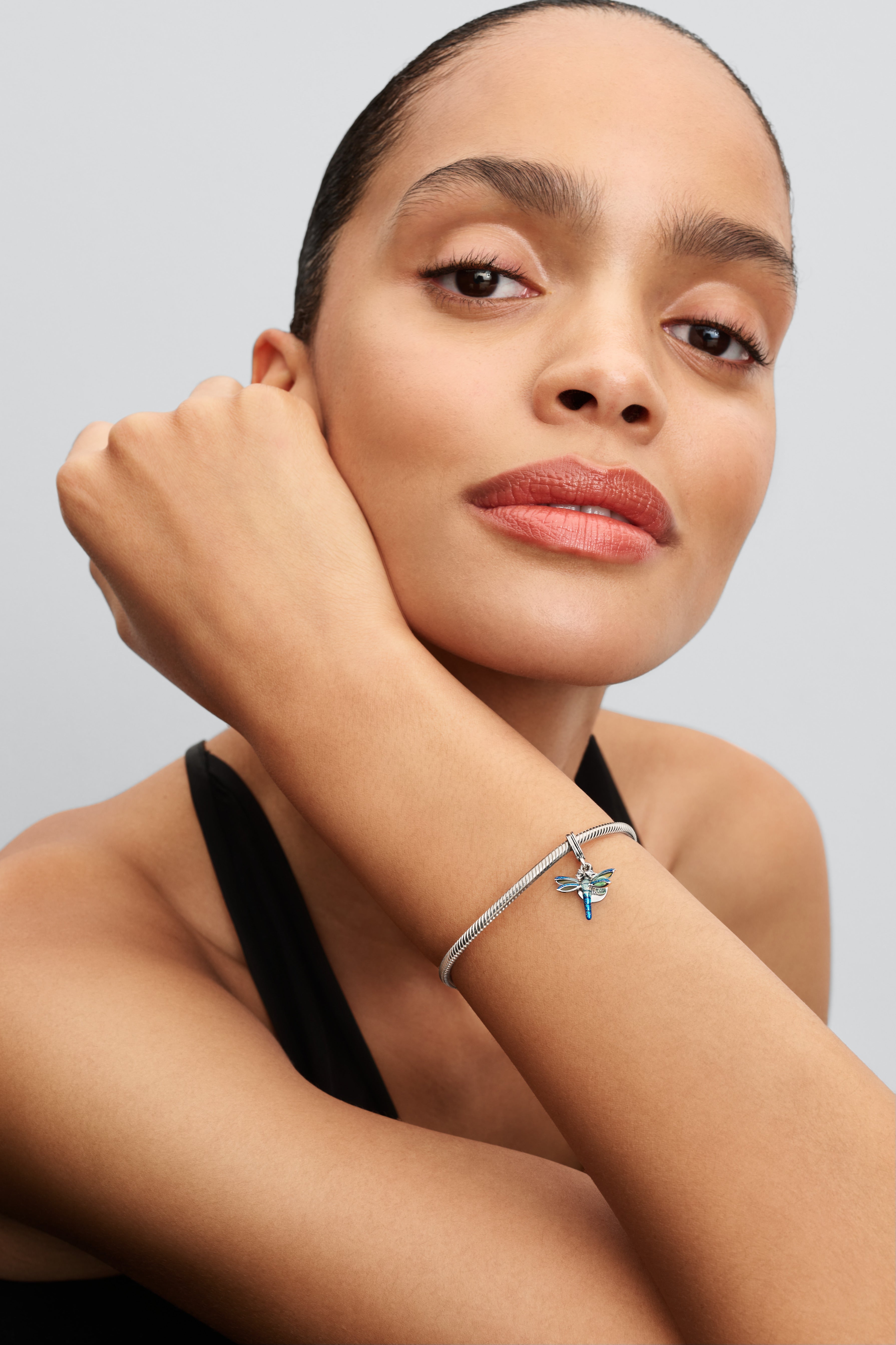 Dragonfly Sterling Silver Double Dangle With Clear Cubic Zirconia And Glittery Blue Enamel