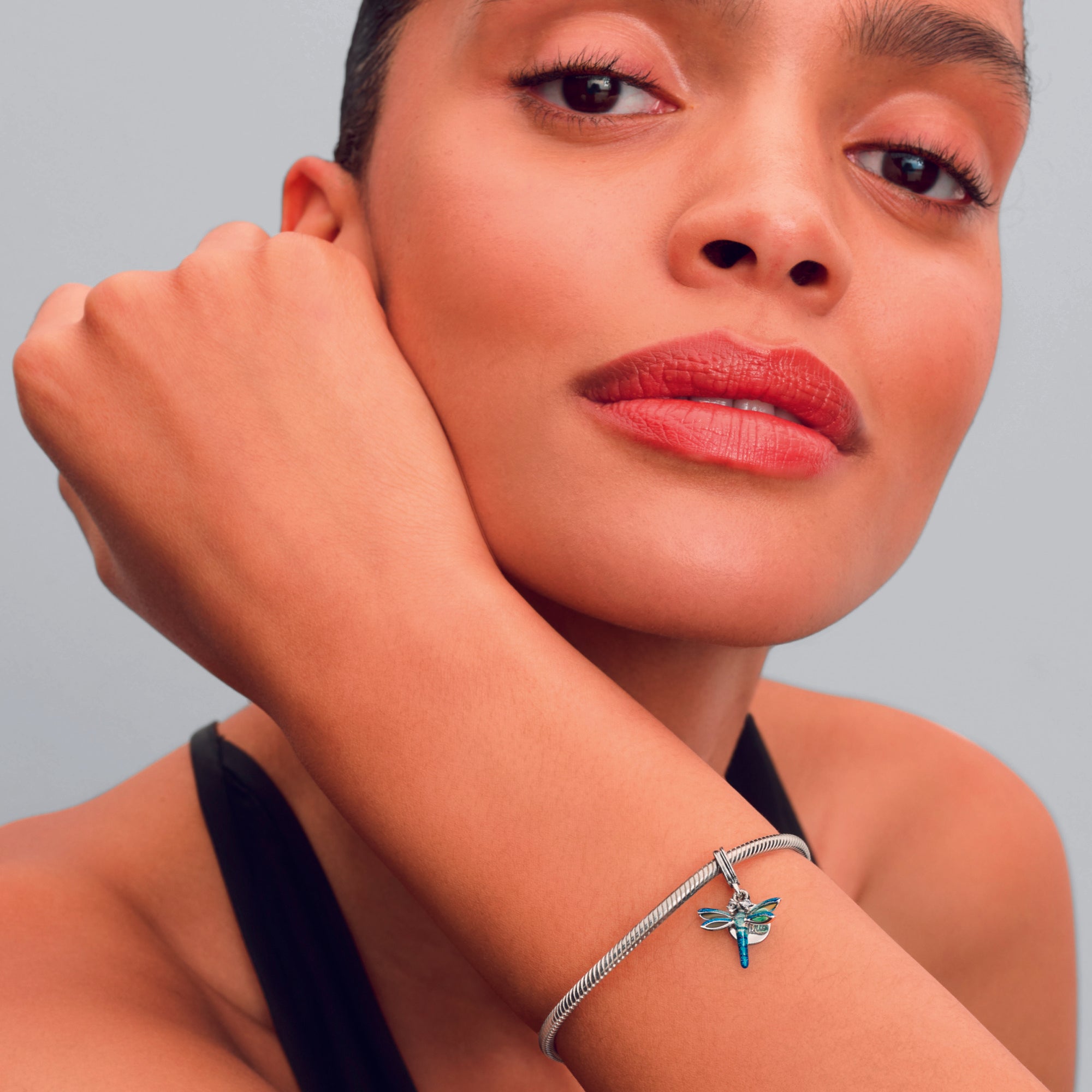 Dragonfly Sterling Silver Double Dangle With Clear Cubic Zirconia And Glittery Blue Enamel