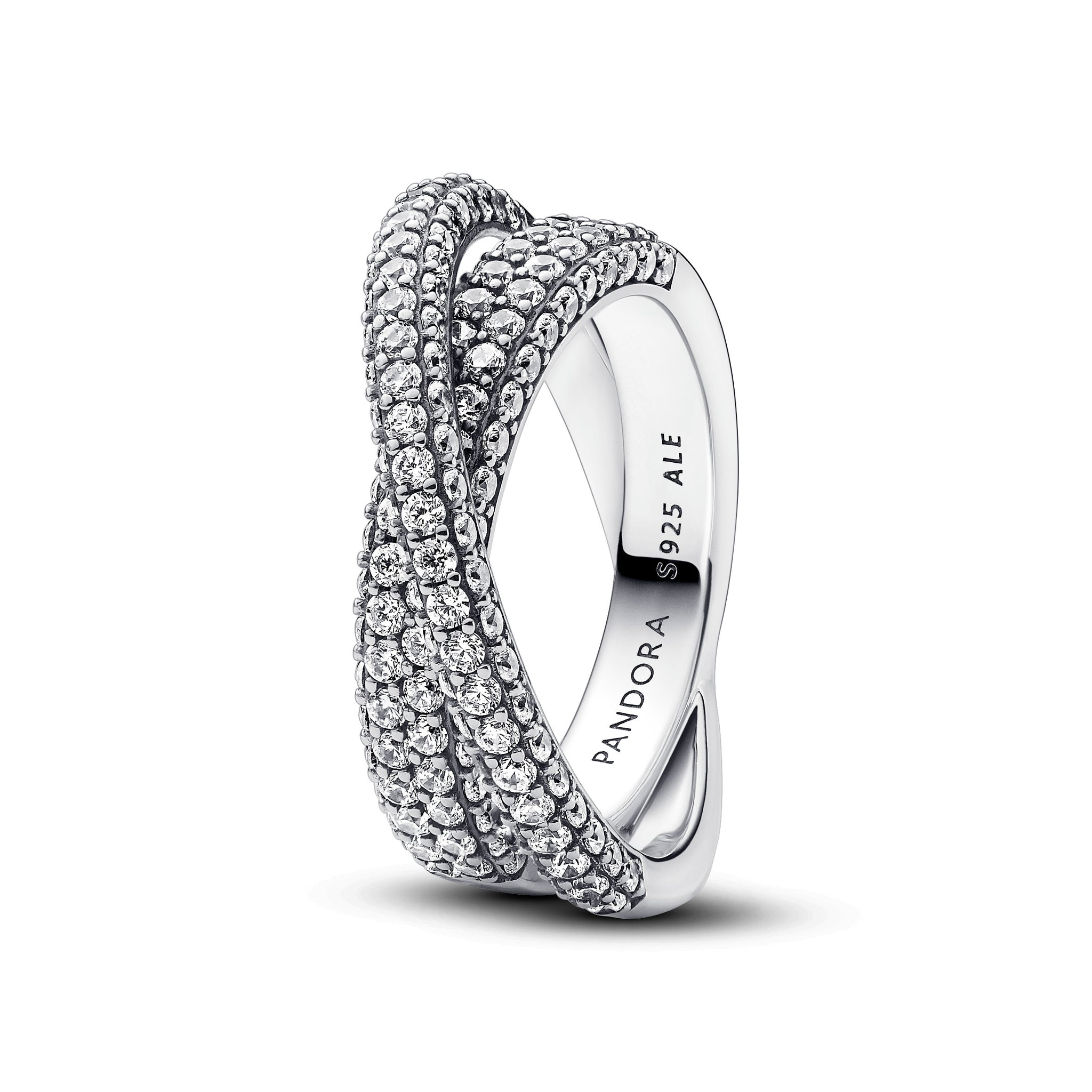 Dual Band Sterling Silver Ring With Clear Cubic Zirconia