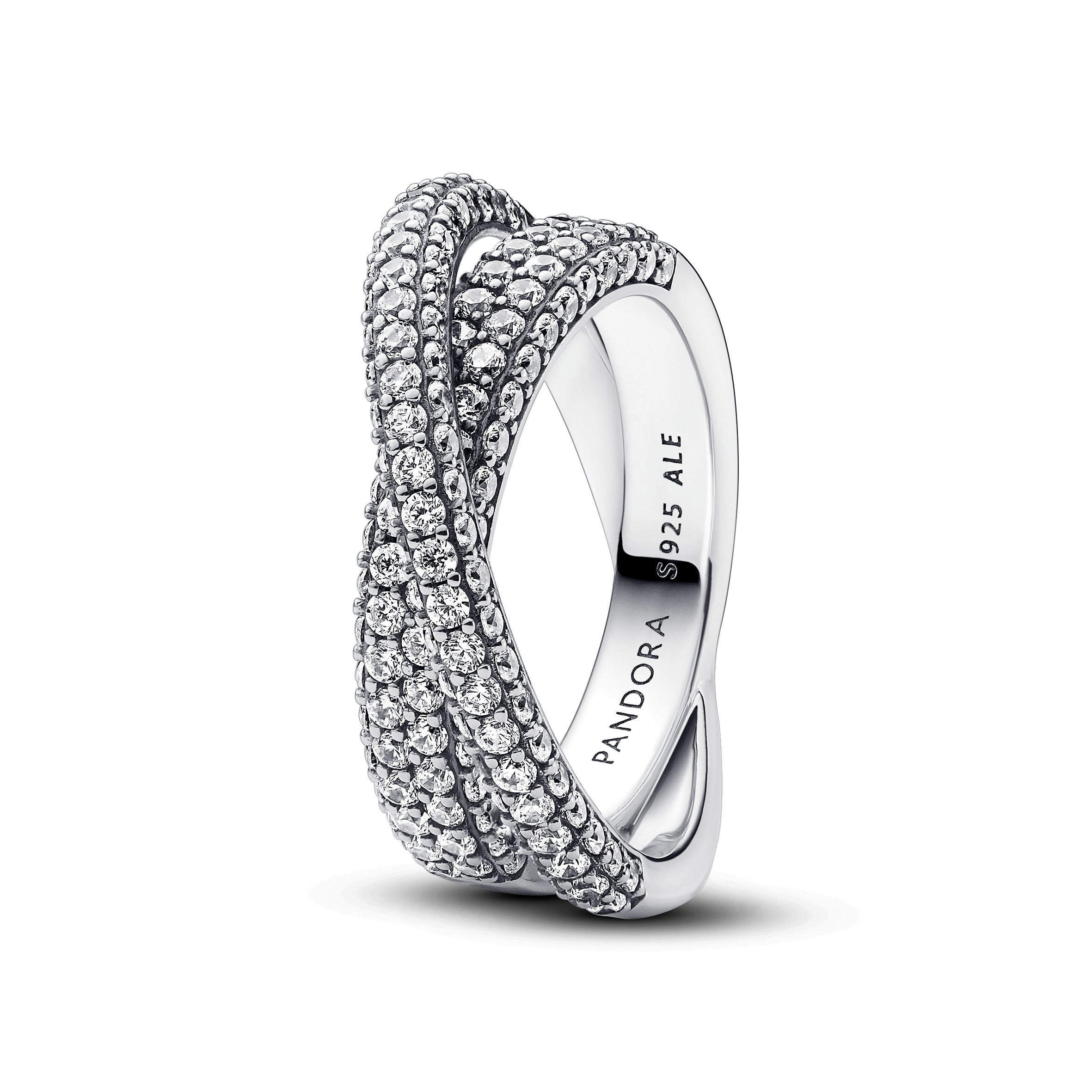 Dual Band Sterling Silver Ring With Clear Cubic Zirconia