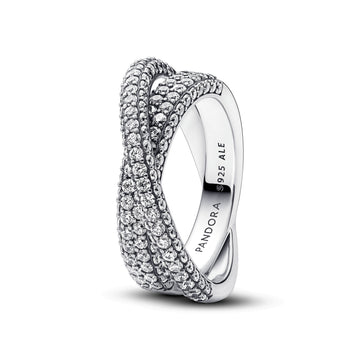 Dual Band Sterling Silver Ring With Clear Cubic Zirconia