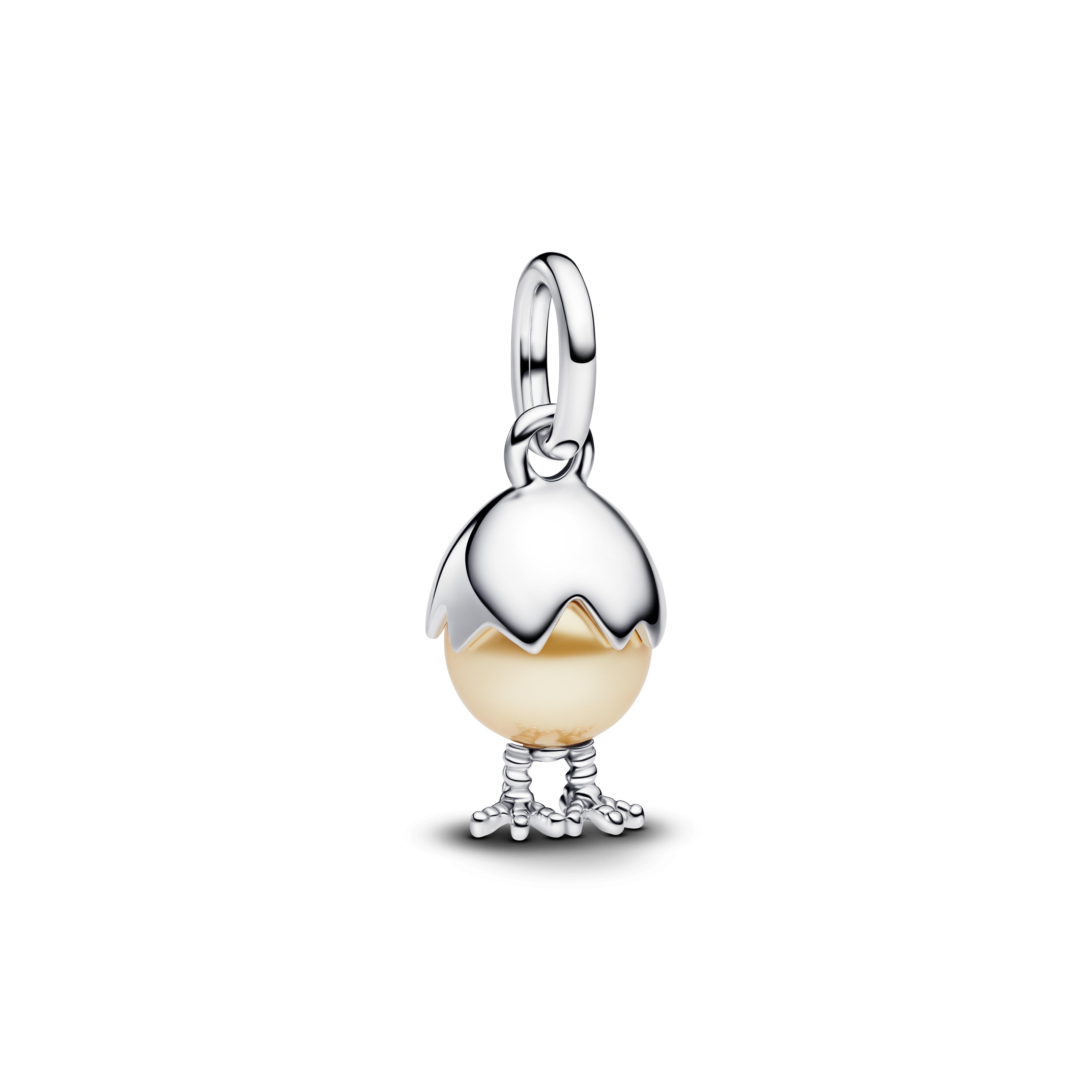Easter Egg Sterling Silver Dangle With Golden Lacquered Artificial Pearl