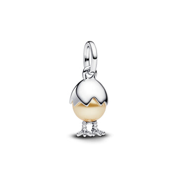 Easter Egg Sterling Silver Dangle With Golden Lacquered Artificial Pearl