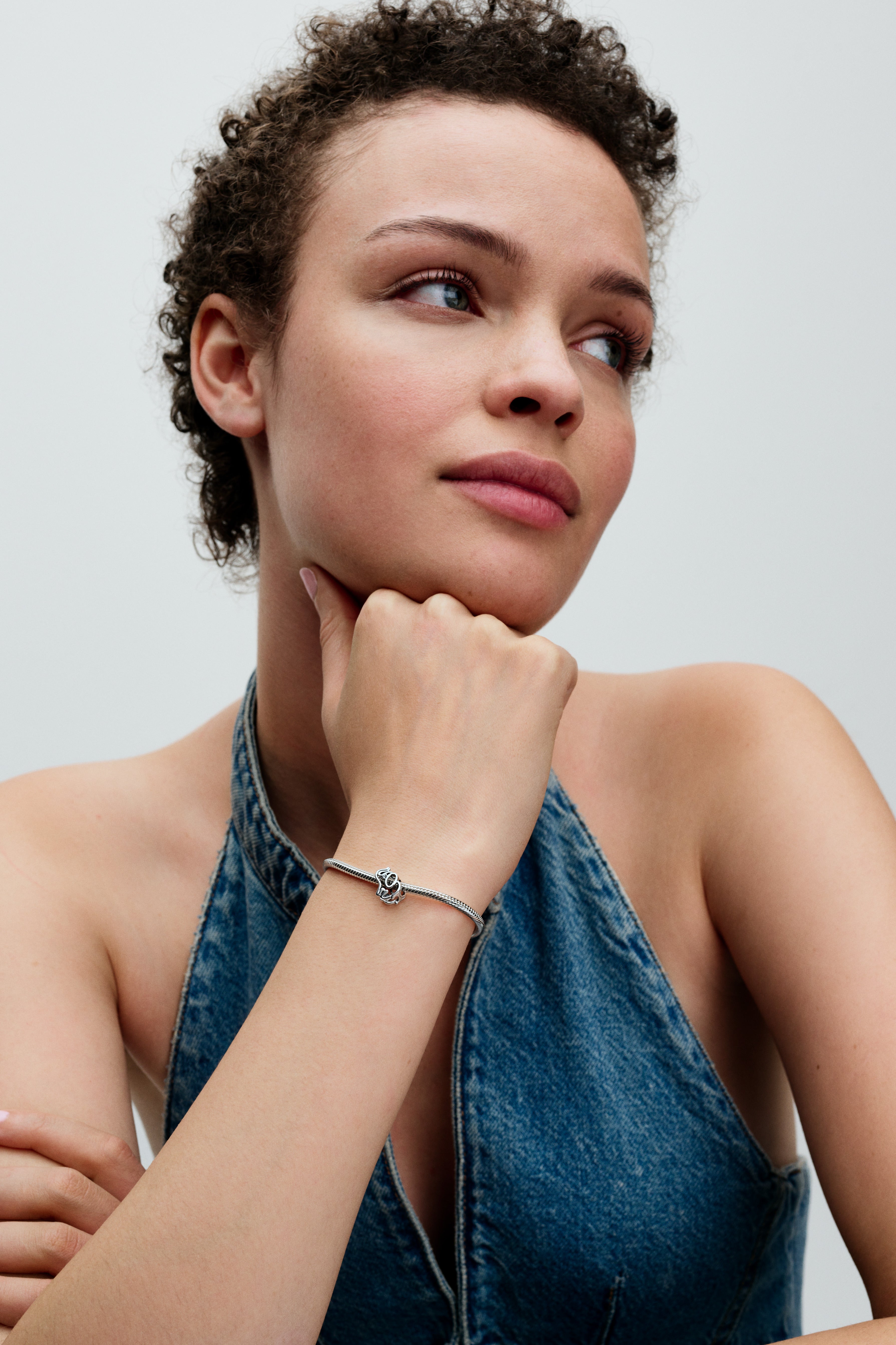 Elephant Sterling Silver Charm With Clear Cubic Zirconia