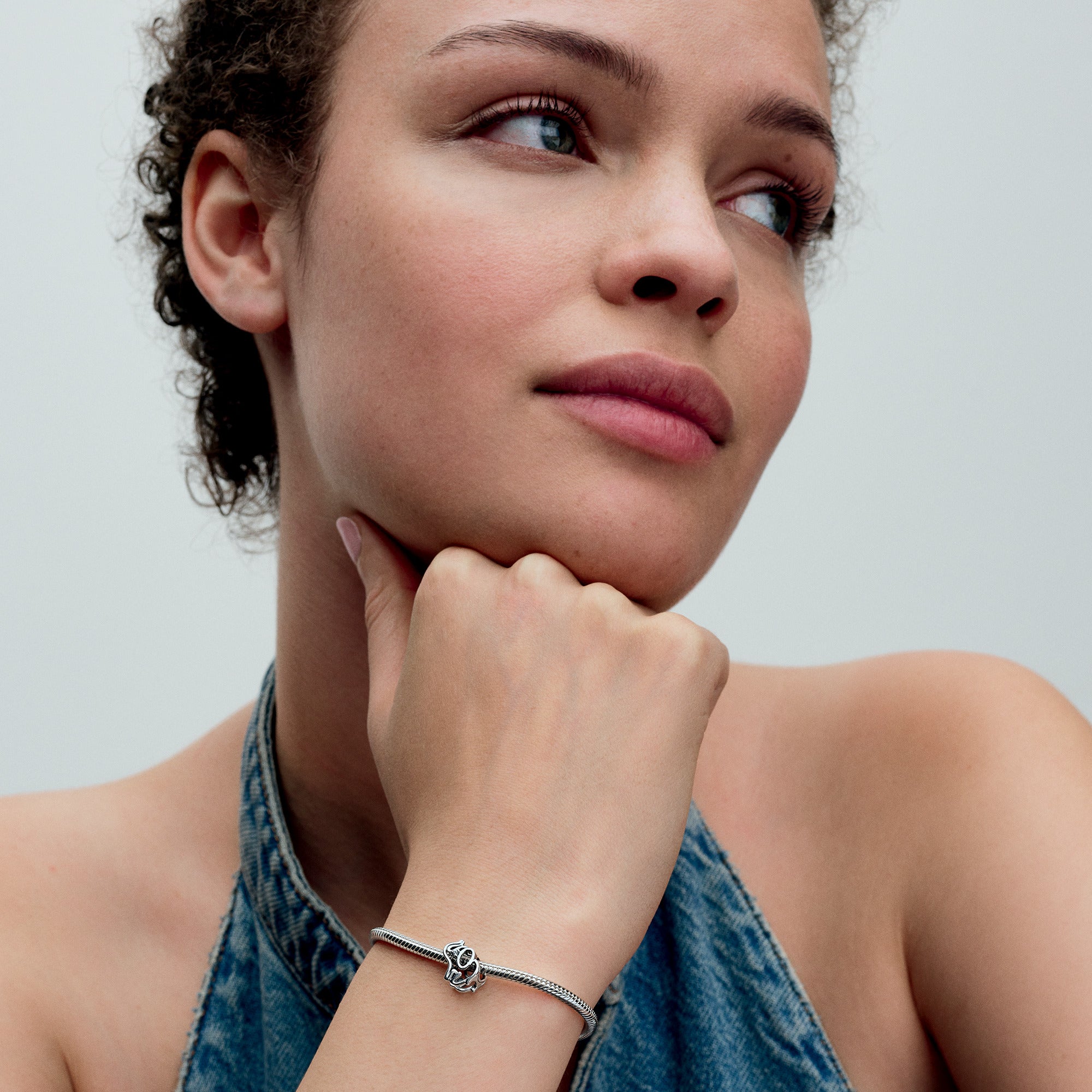 Elephant Sterling Silver Charm With Clear Cubic Zirconia